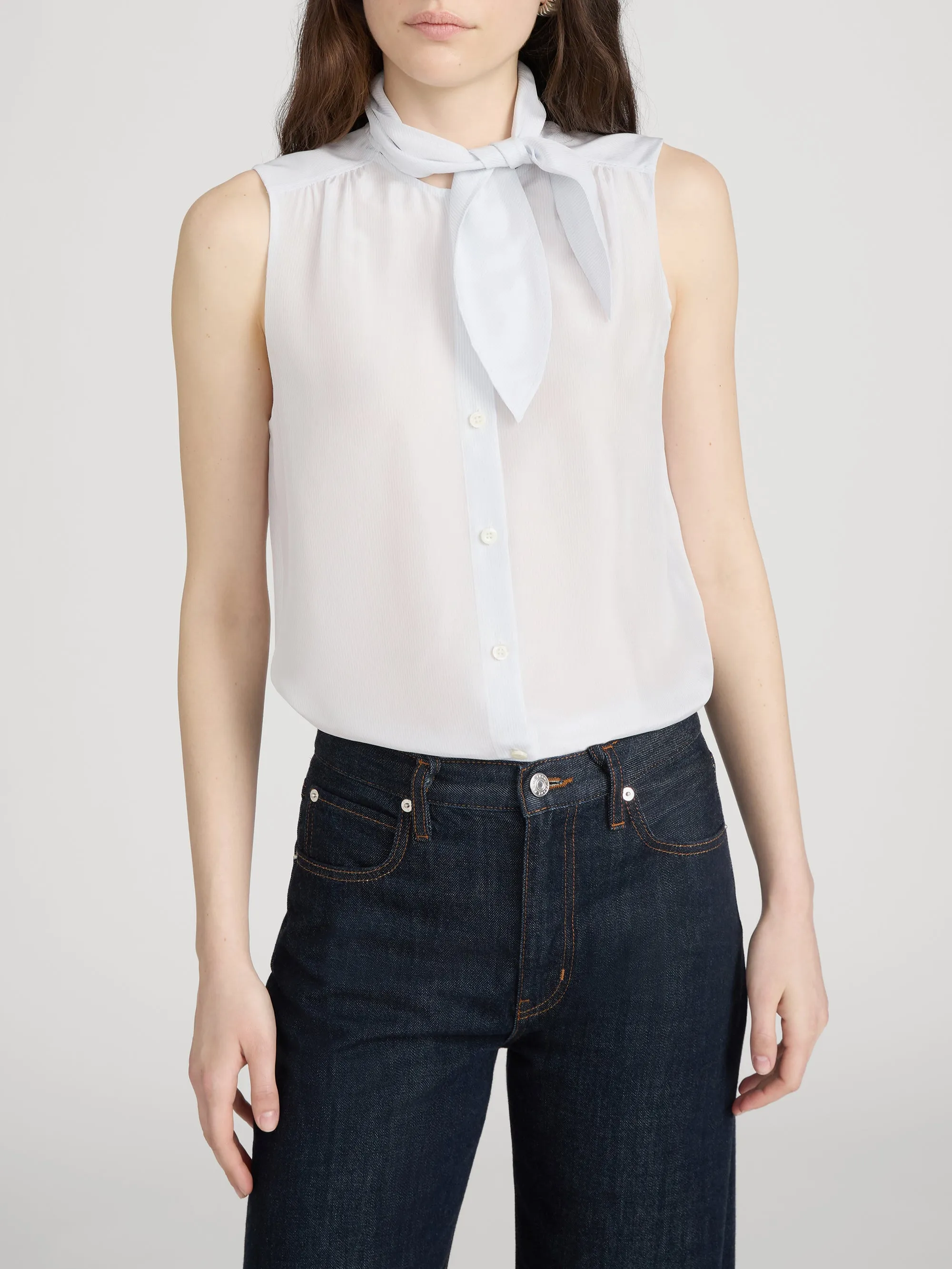 The Novelist Tie Tank -- Chambray Blue Multi sold by Frame Denim product image thumbnail 3