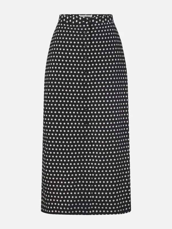 The Polka Dot Skirt -- Black Multi made by Frame Denim