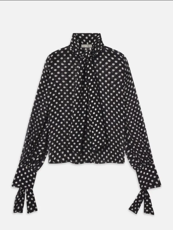 The Polka Dot Nouvelle Blouse -- Black Multi made by Frame Denim