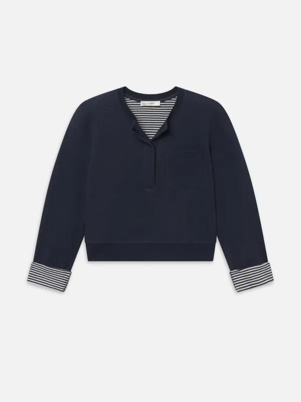 The Stripe Cuff Sweatshirt -- Navy Multi made by Frame Denim