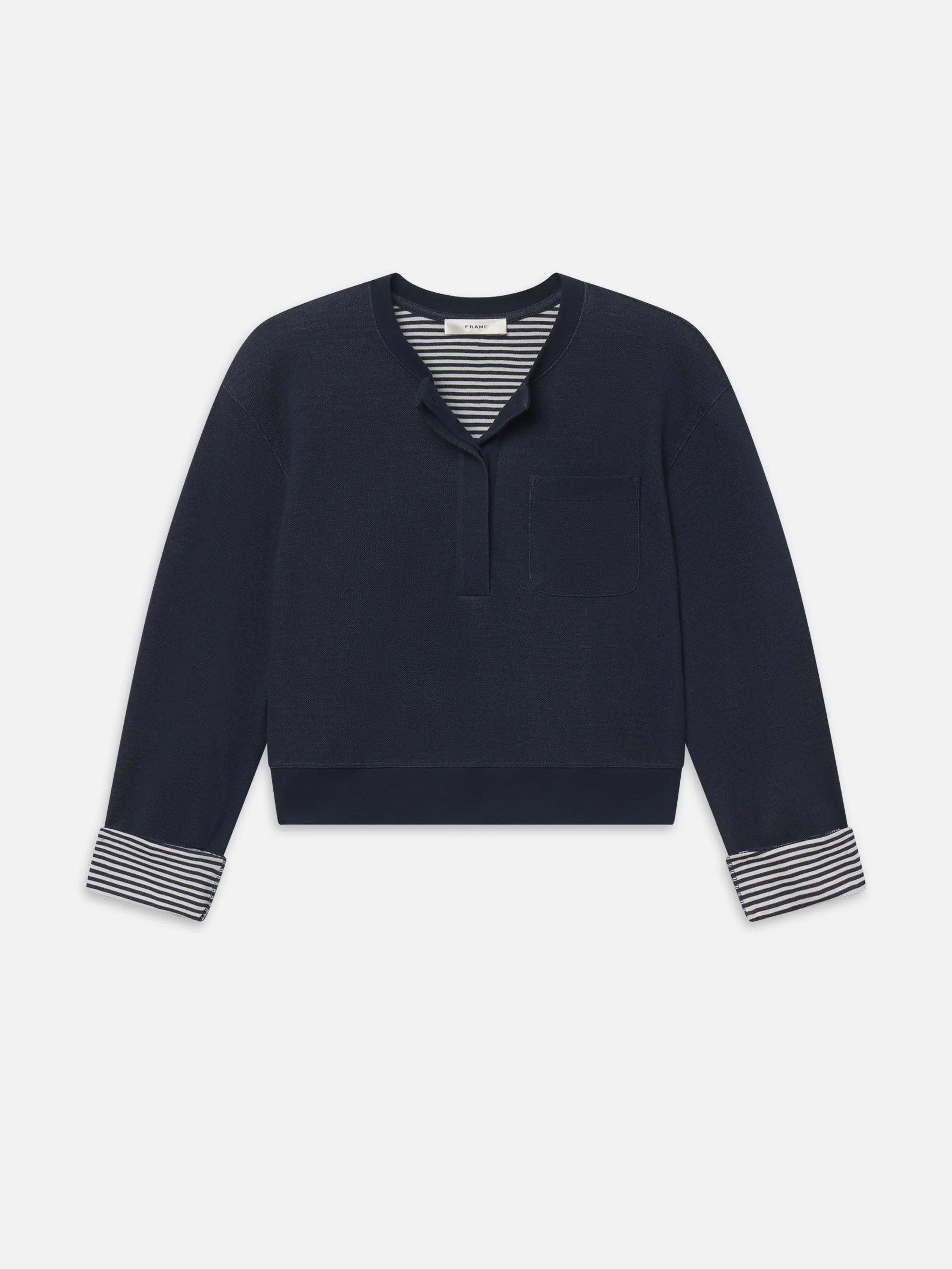 The Stripe Cuff Sweatshirt -- Navy Multi sold by Frame Denim