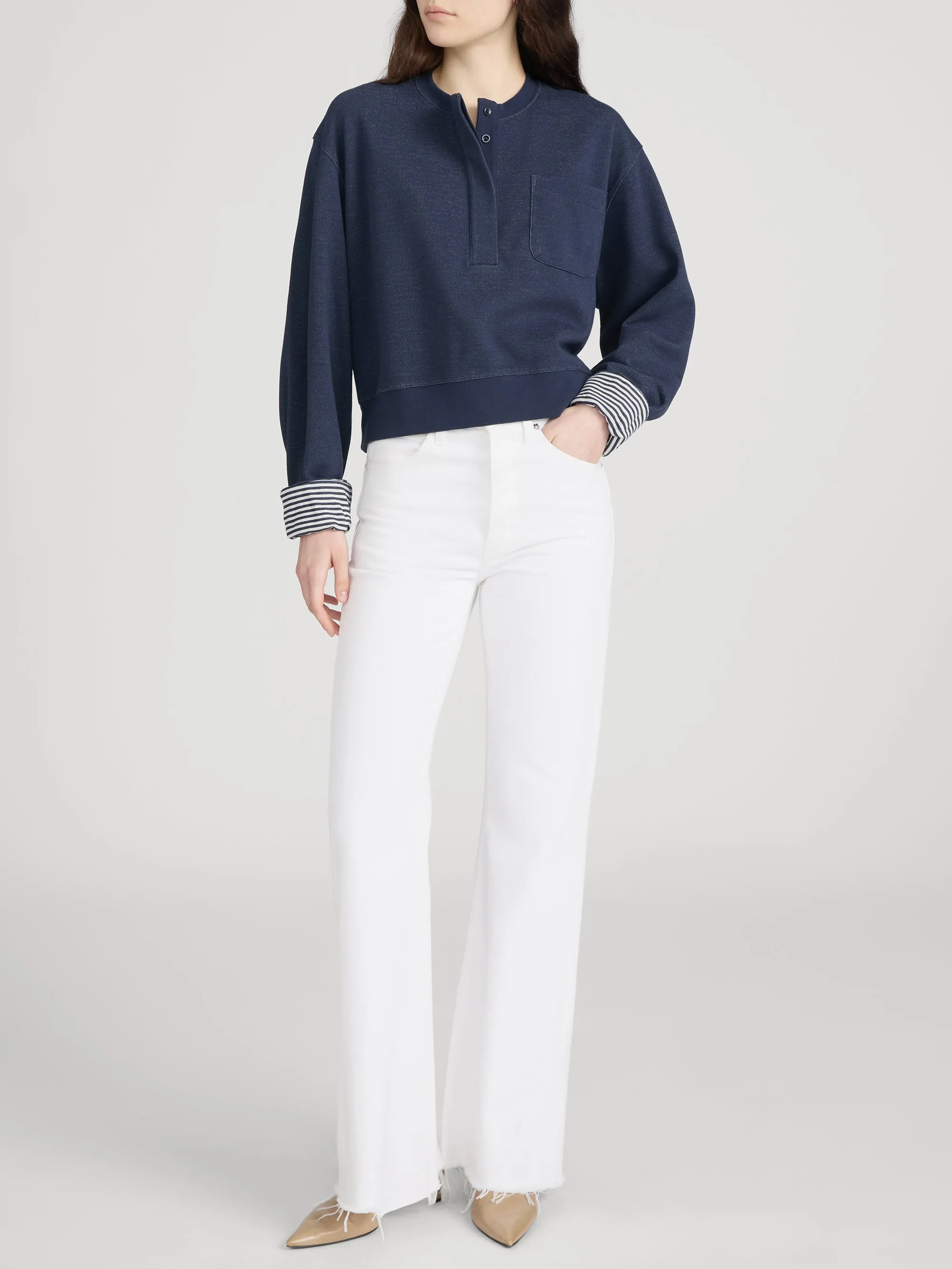The Stripe Cuff Sweatshirt -- Navy Multi sold by Frame Denim product image thumbnail 2