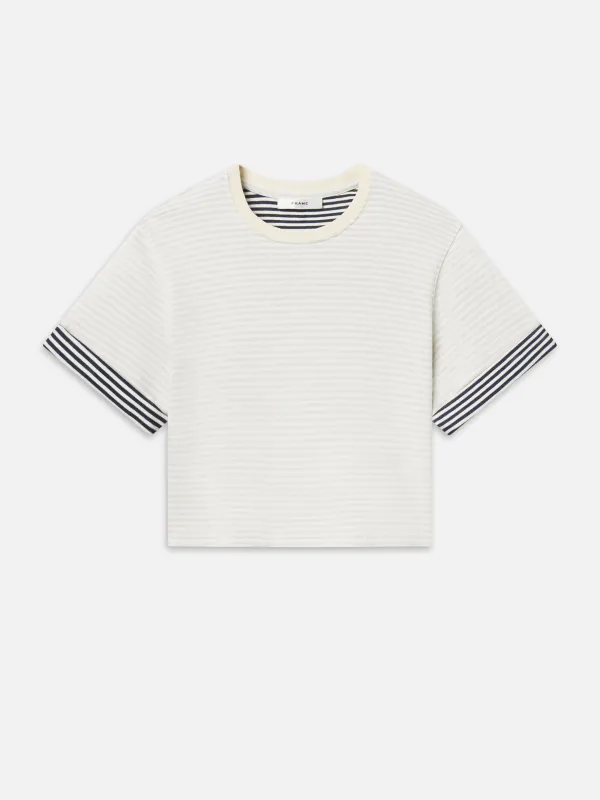 The Stripe Cuff Top -- Cream Multi made by Frame Denim