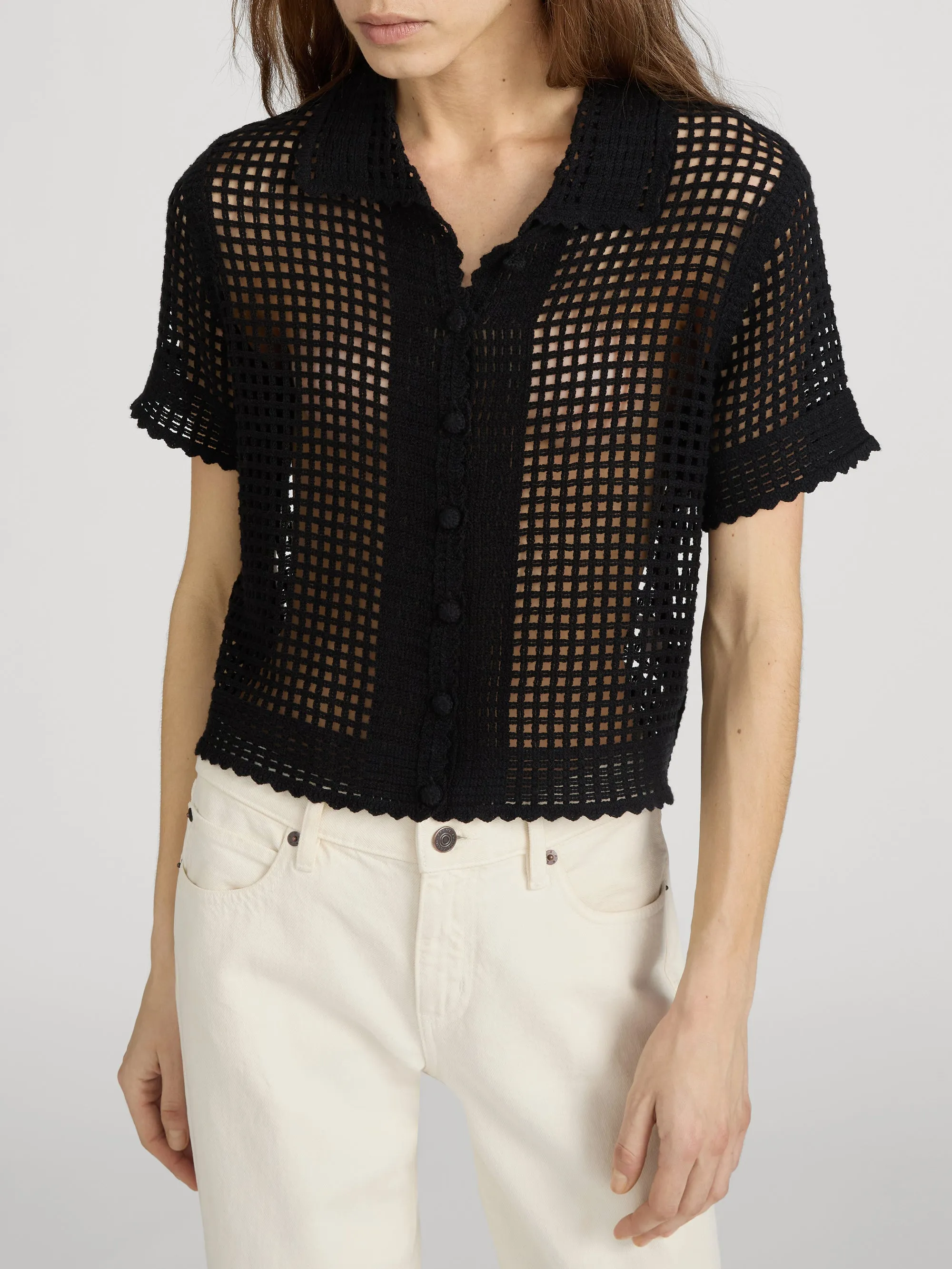 The Crochet Top -- Black sold by Frame Denim product image thumbnail 5
