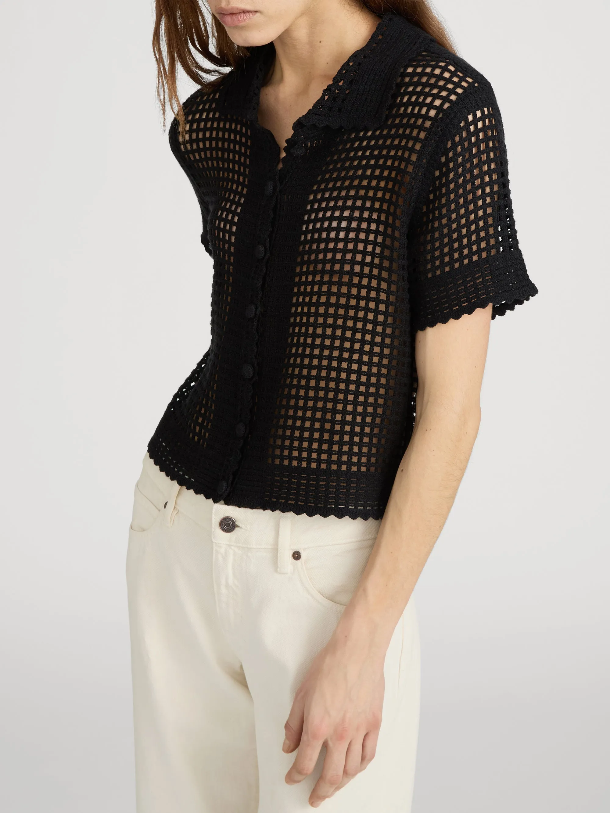 The Crochet Top -- Black sold by Frame Denim product image thumbnail 4