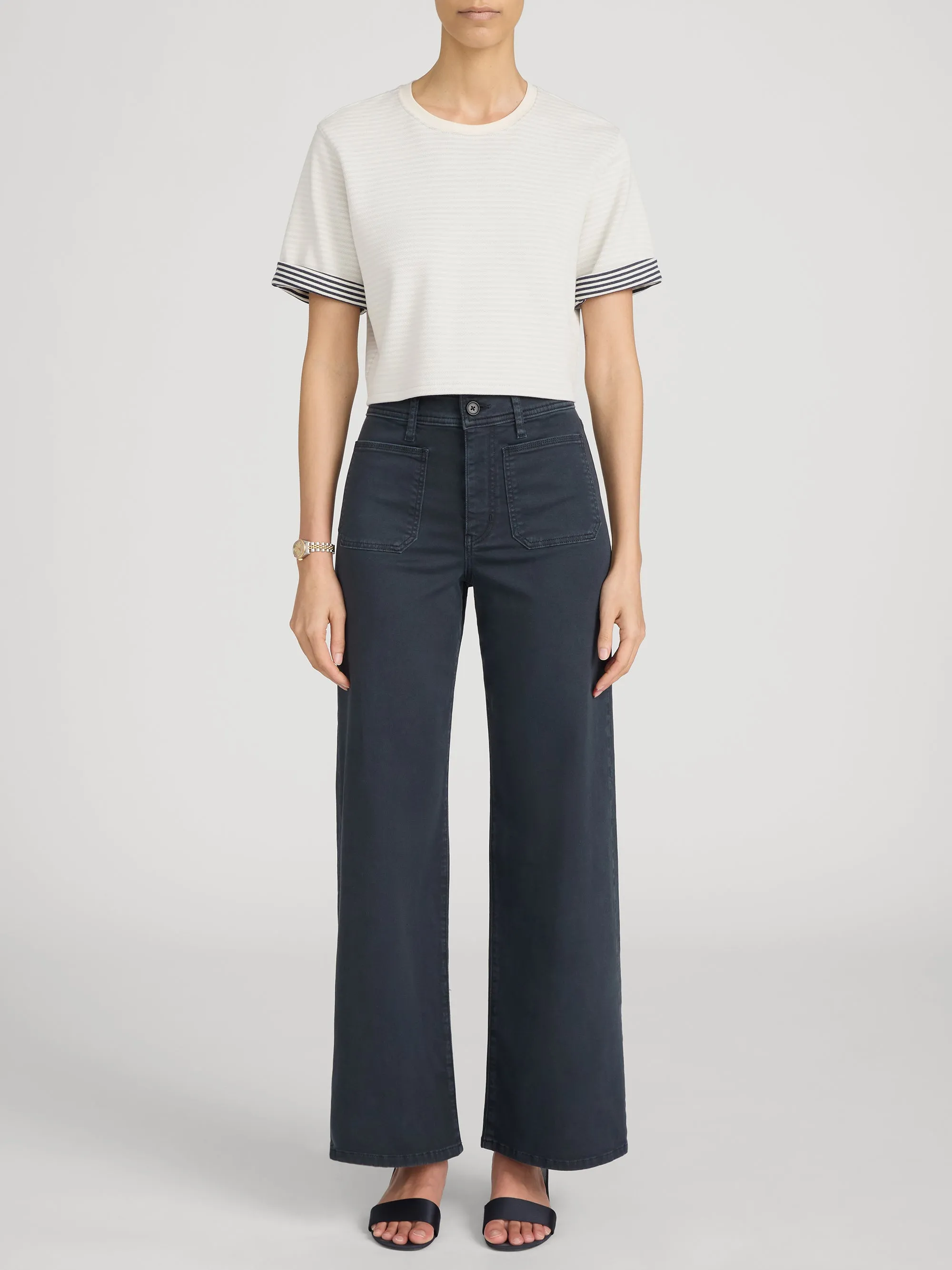 Le Slim Palazzo Harbor Pocket -- Navy sold by Frame Denim product image thumbnail 2