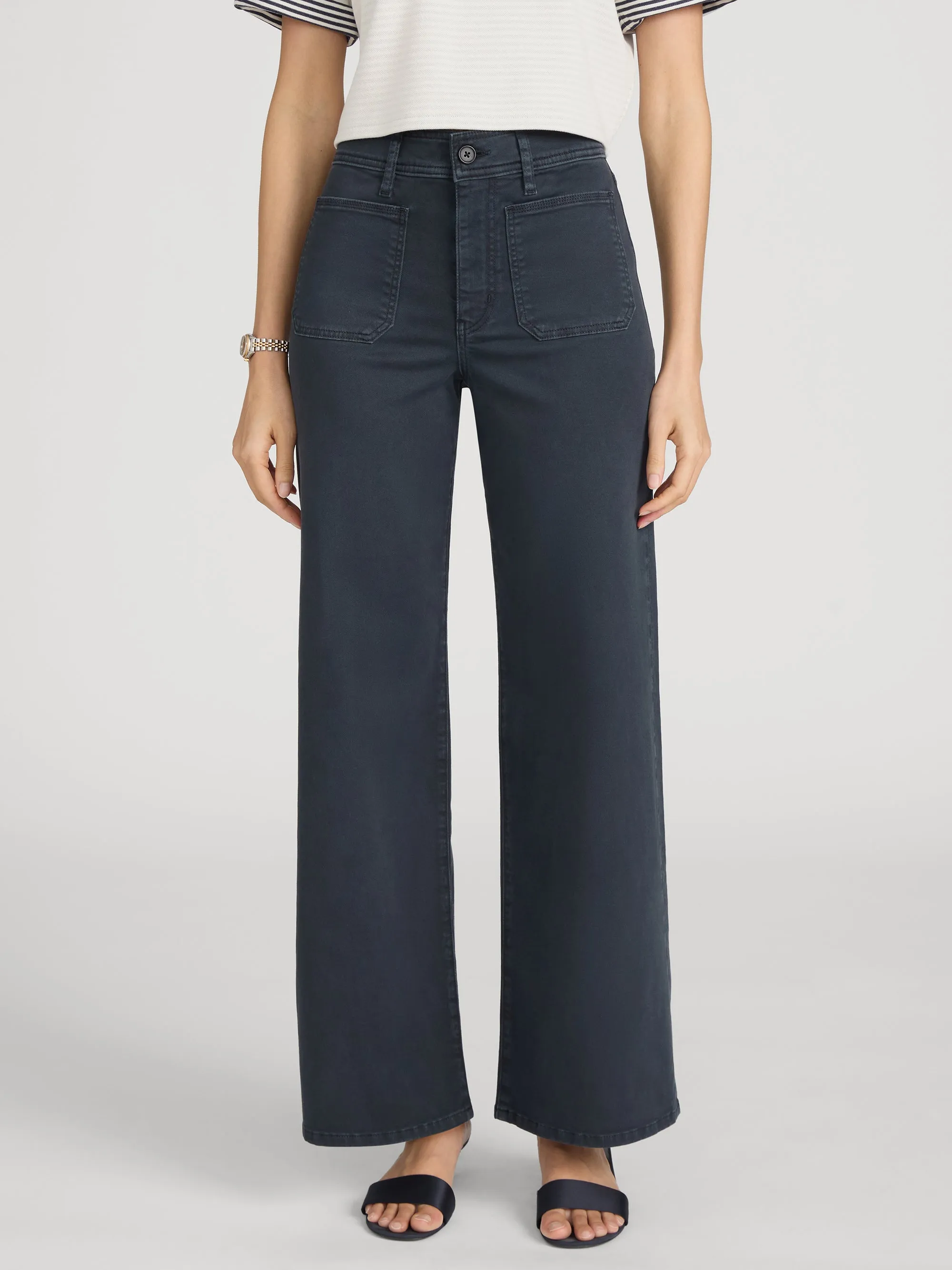 Le Slim Palazzo Harbor Pocket -- Navy sold by Frame Denim product image thumbnail 3