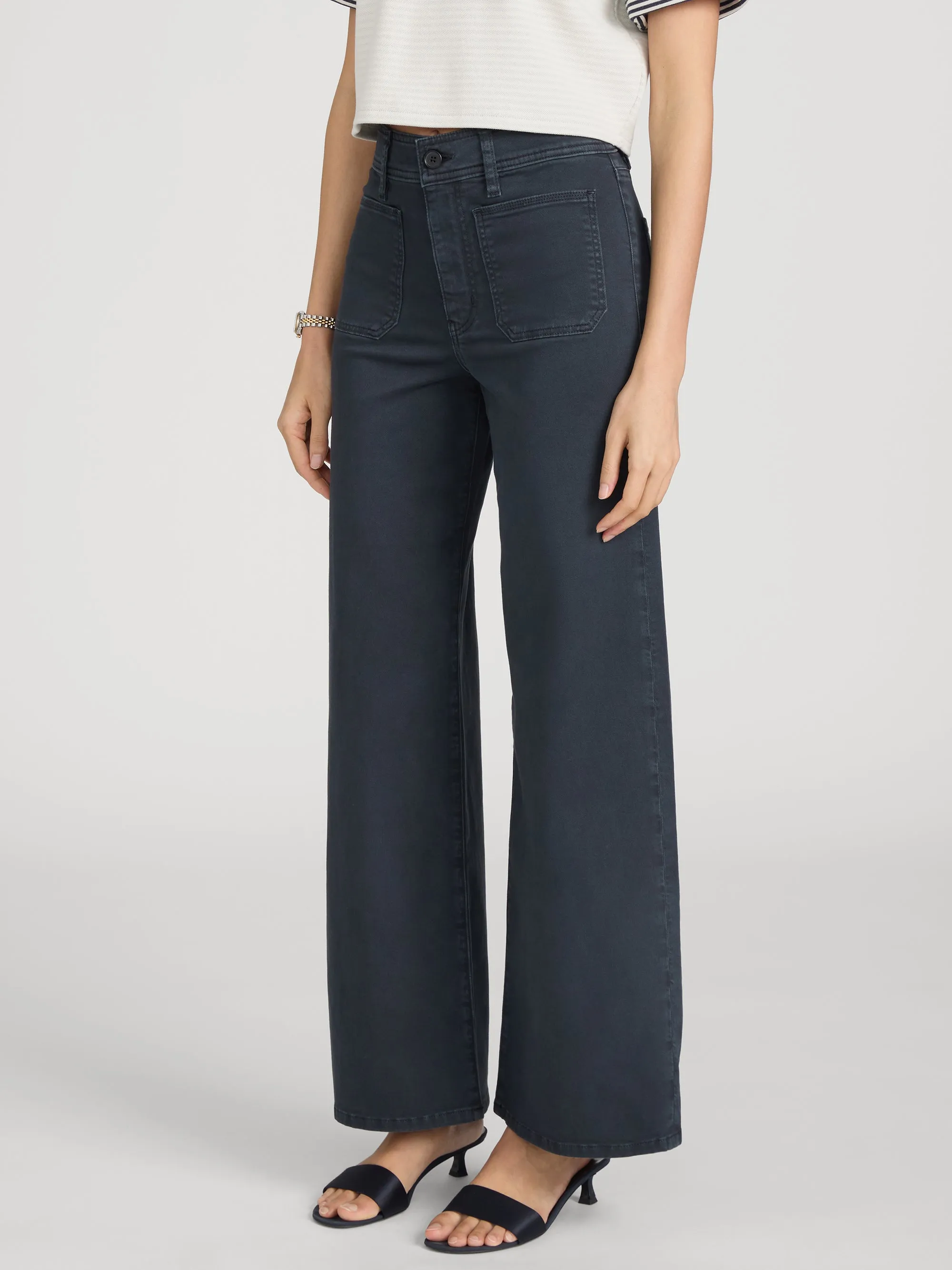 Le Slim Palazzo Harbor Pocket -- Navy sold by Frame Denim product image thumbnail 4
