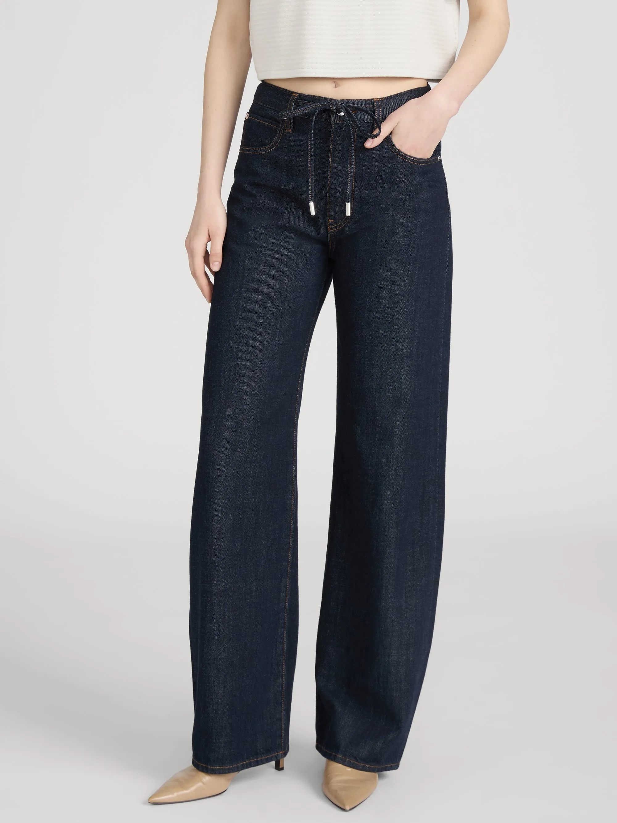The Off Duty Drawstring Bow -- Rinse sold by Frame Denim product image thumbnail 3