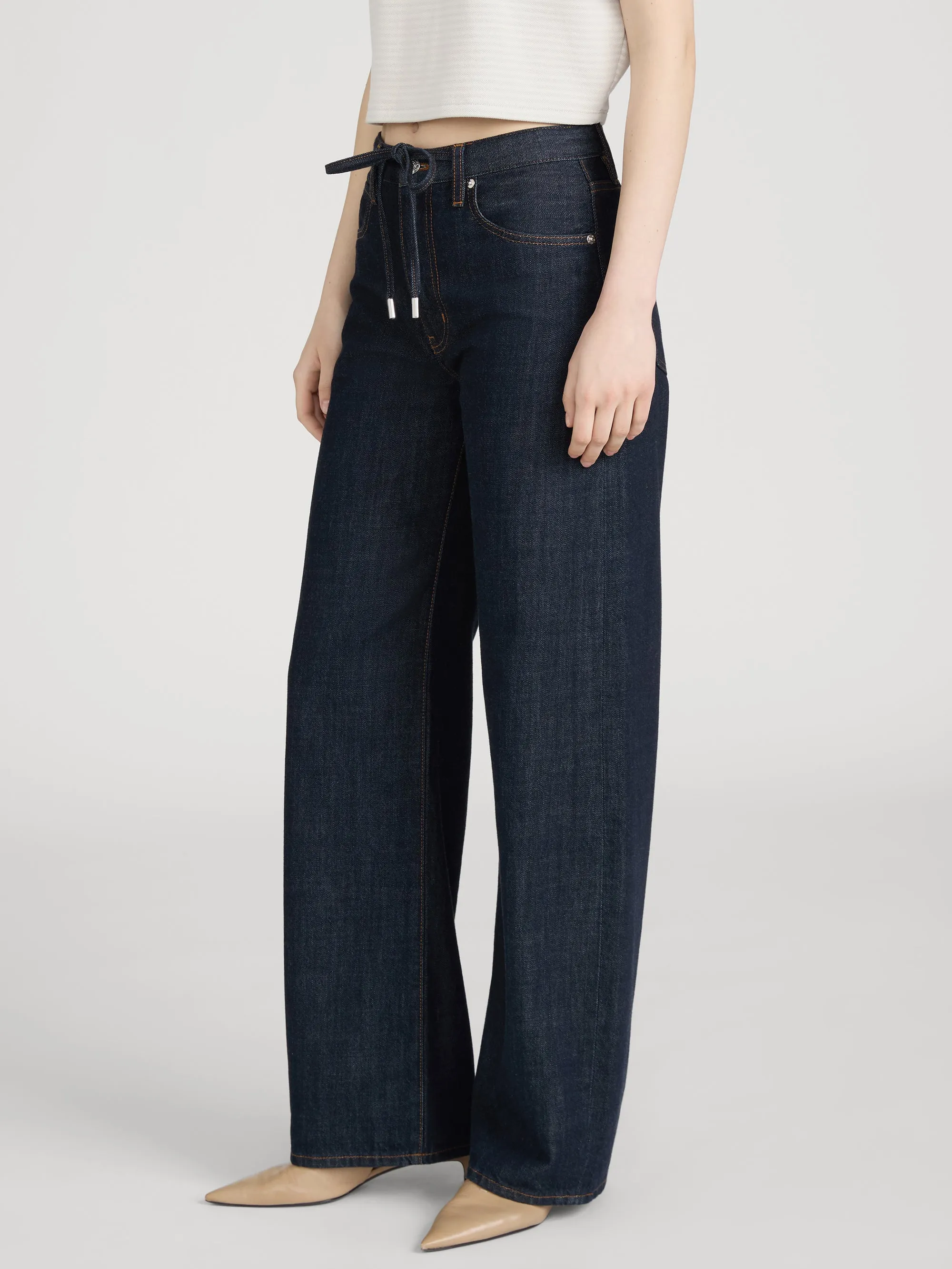 The Off Duty Drawstring Bow -- Rinse sold by Frame Denim product image thumbnail 4