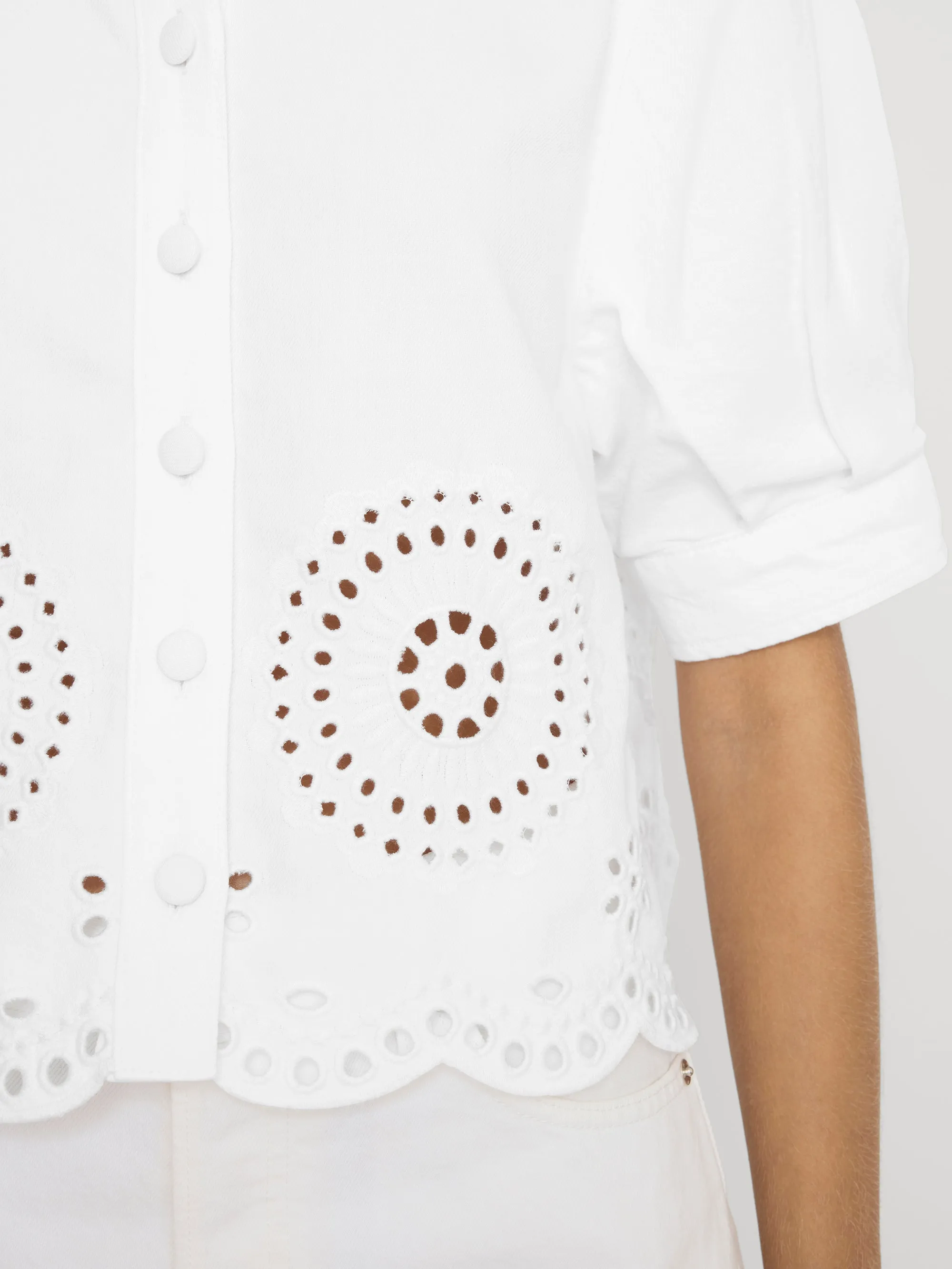 The Eyelet Billow Sleeve Shirt -- White sold by Frame Denim product image thumbnail 5