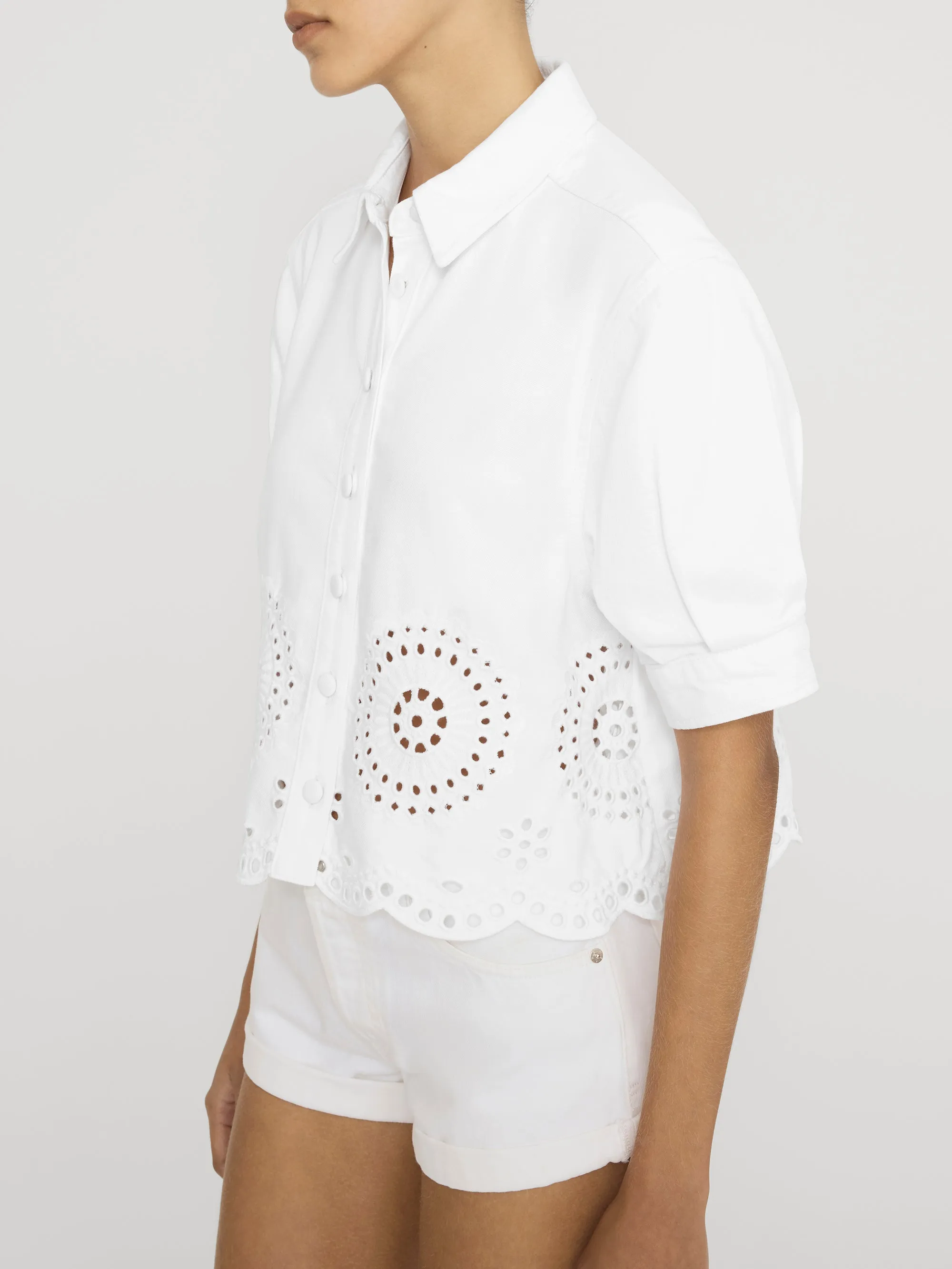 The Eyelet Billow Sleeve Shirt -- White sold by Frame Denim product image thumbnail 4