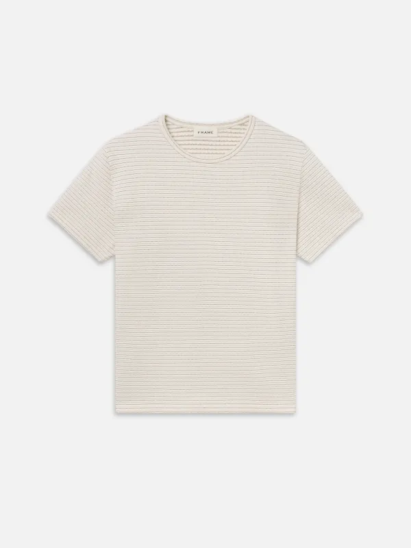 Jacquard Stripe Tee -- Cream/ Mauve Stripe made by Frame Denim