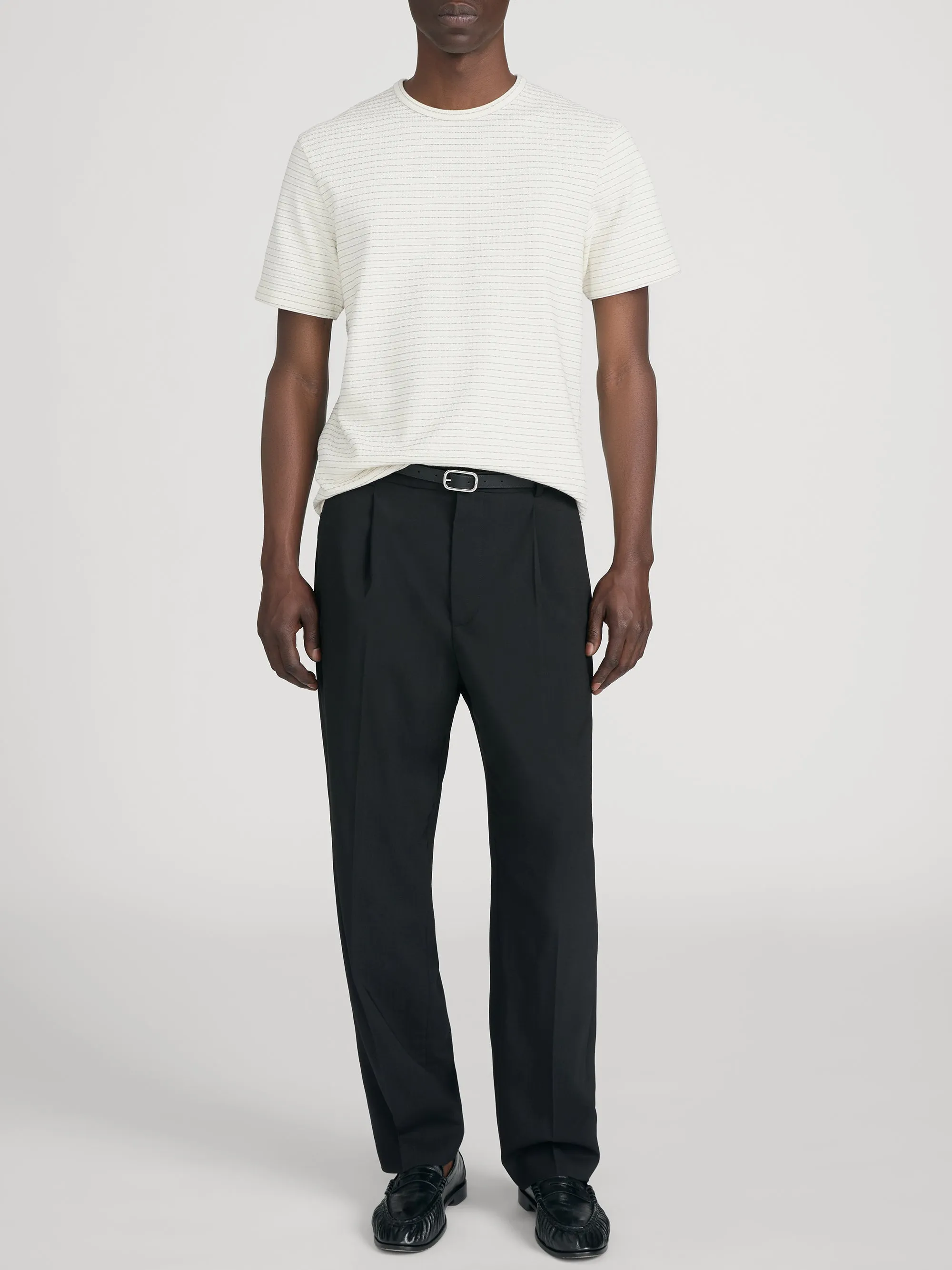 Jacquard Stripe Tee -- Cream/ Mauve Stripe sold by Frame Denim product image thumbnail 2