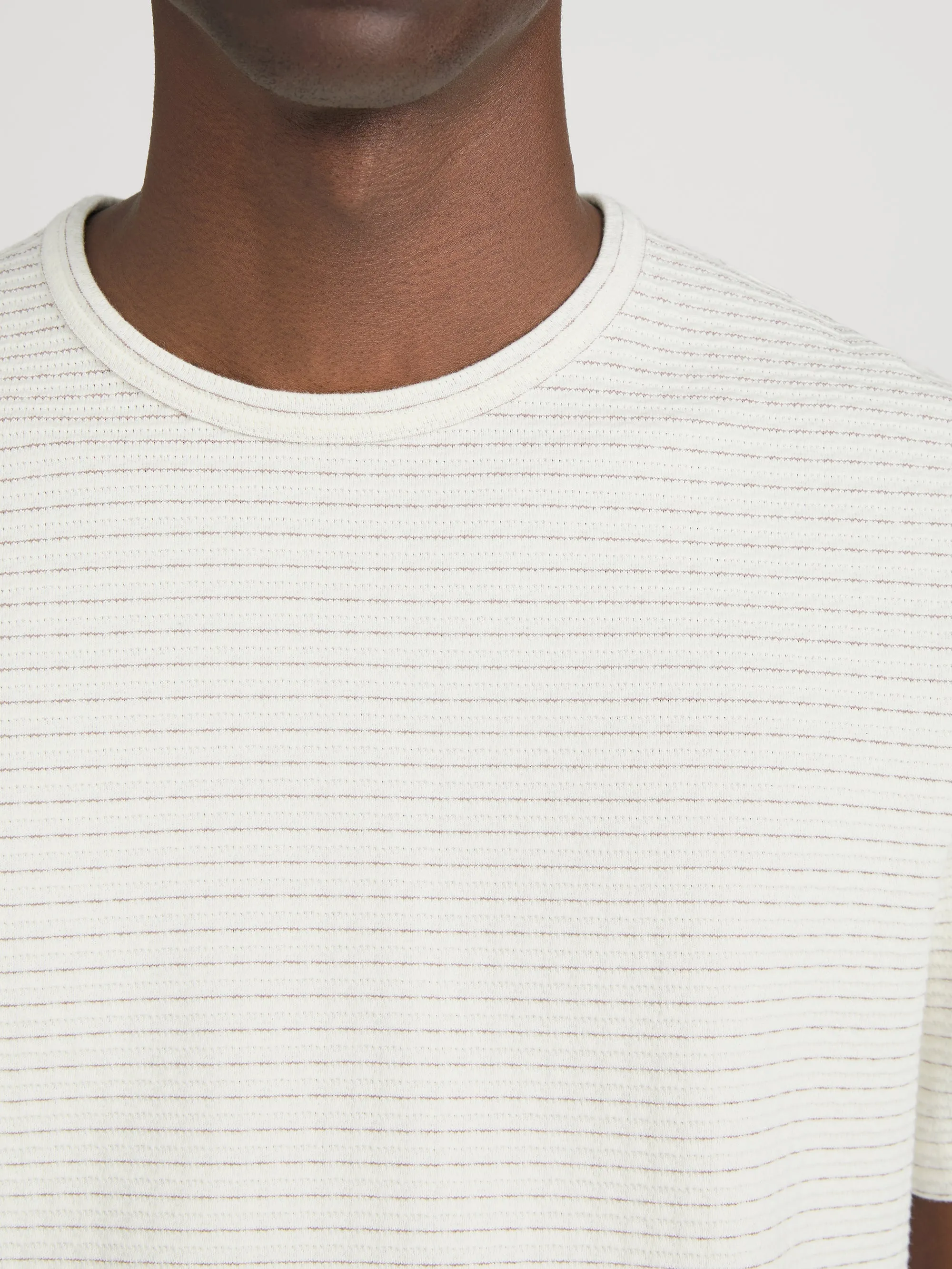 Jacquard Stripe Tee -- Cream/ Mauve Stripe sold by Frame Denim product image thumbnail 5