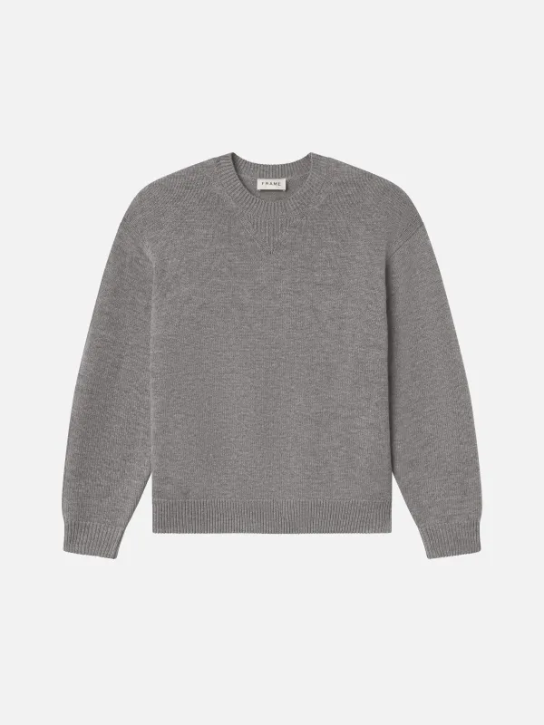 Suede Patch Sweater -- Heather Grey made by Frame Denim
