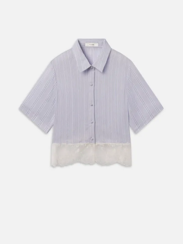The Stripe Lace Shirt -- Chambray Multi made by Frame Denim