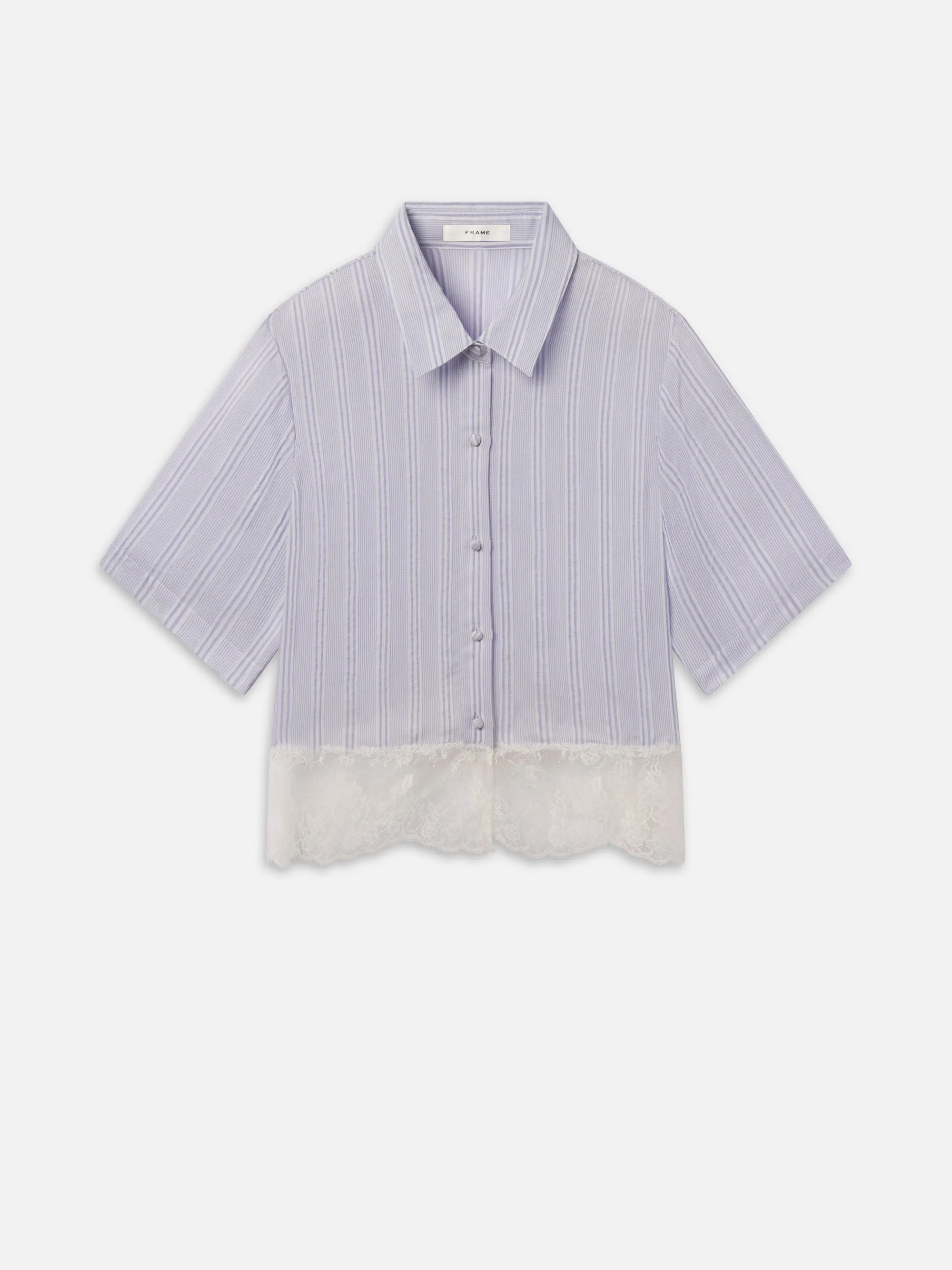The Stripe Lace Shirt -- Chambray Multi sold by Frame Denim