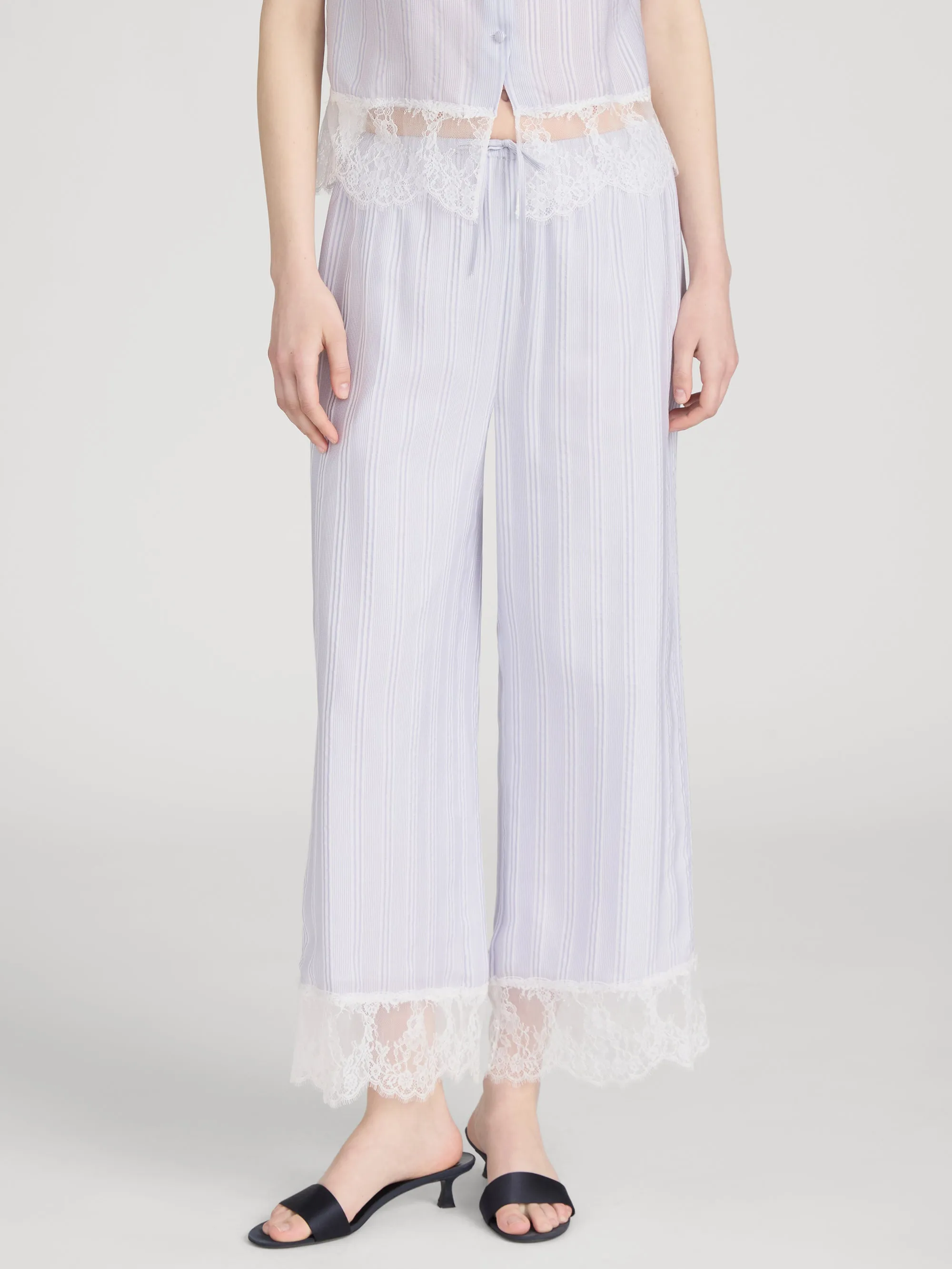 The Stripe Lace Lounge Pant -- Chambray Multi sold by Frame Denim product image thumbnail 3