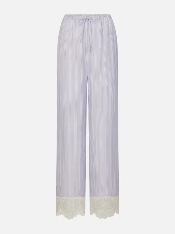 The Stripe Lace Lounge Pant -- Chambray Multi made by Frame Denim
