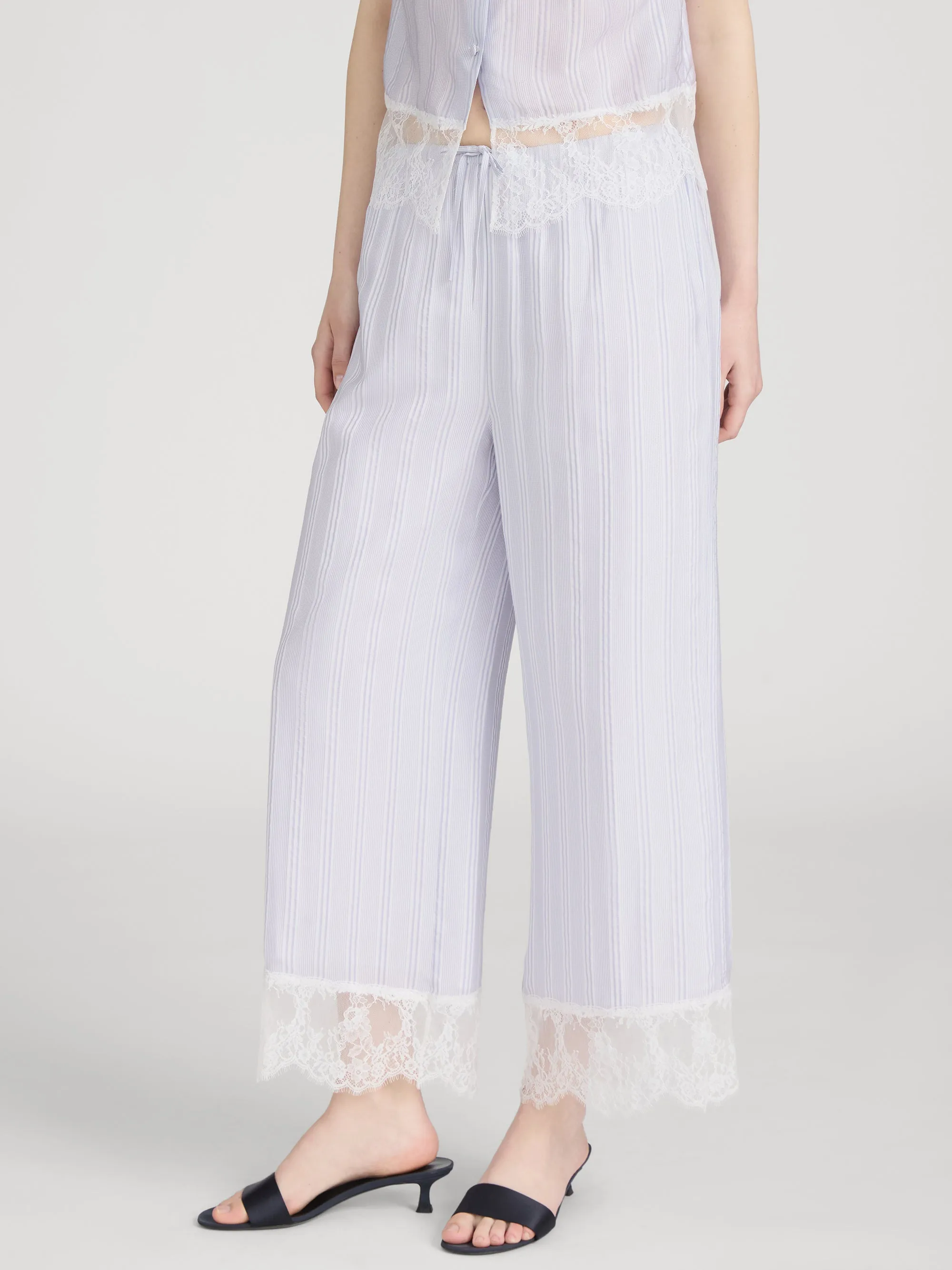 The Stripe Lace Lounge Pant -- Chambray Multi sold by Frame Denim product image thumbnail 4