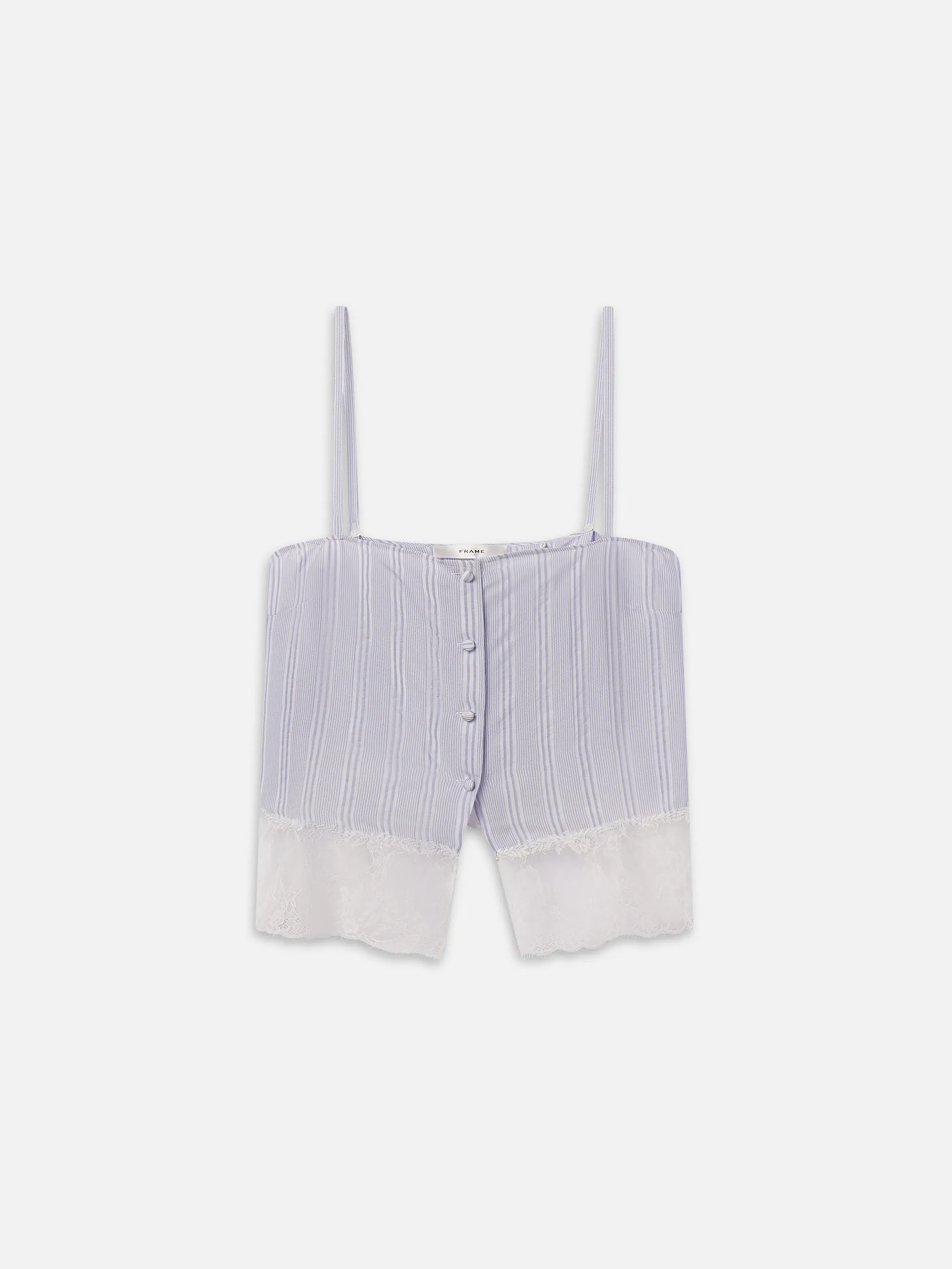 The Stripe Lace Cami -- Chambray Multi sold by Frame Denim