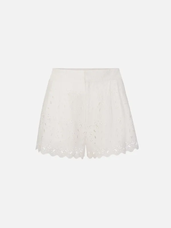 The Paisley Eyelet Short -- White made by Frame Denim
