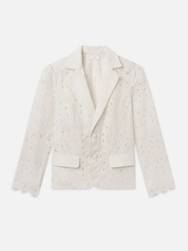 The Paisley Eyelet Classic Blazer -- White made by Frame Denim