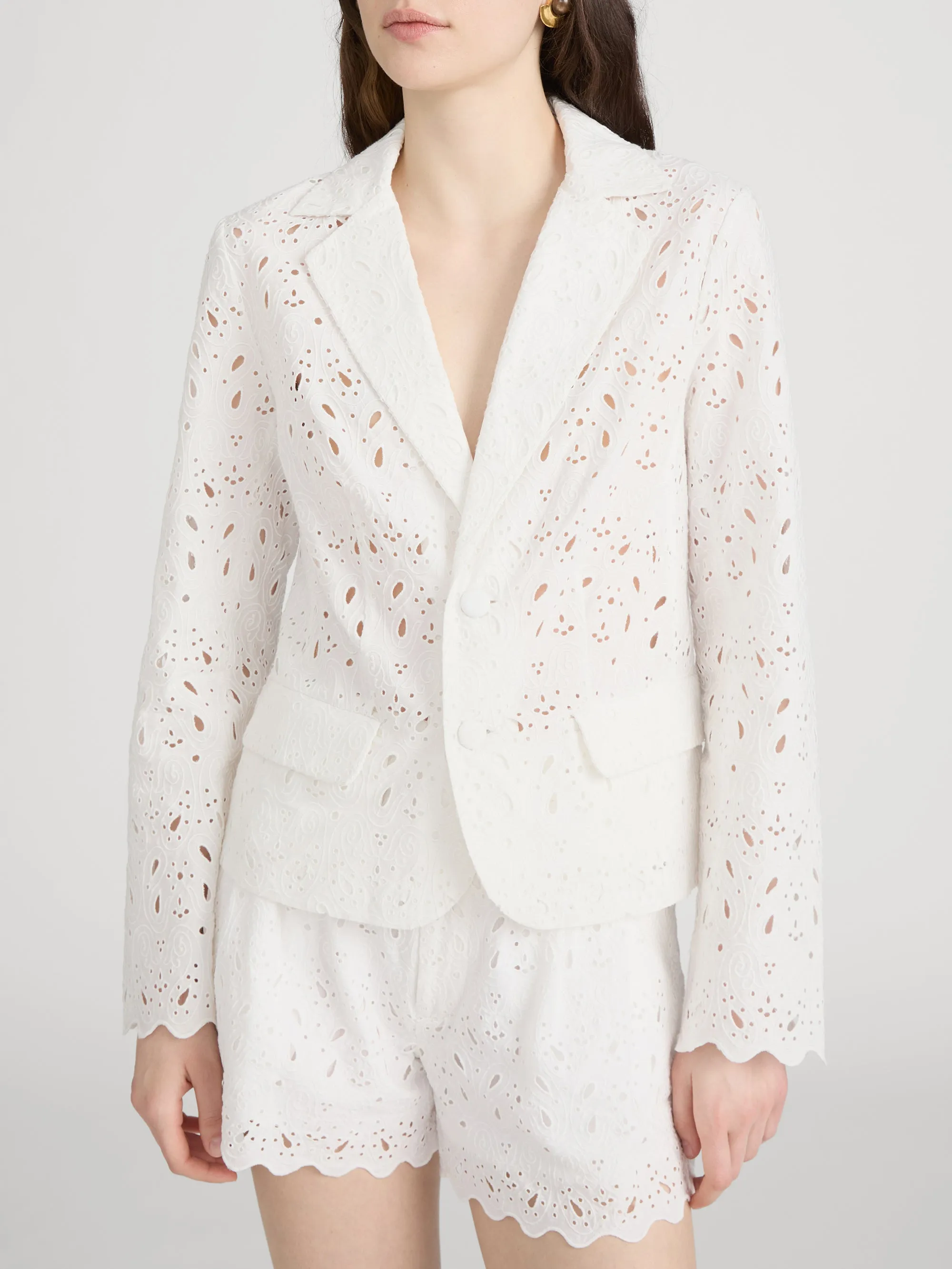 The Paisley Eyelet Classic Blazer -- White sold by Frame Denim product image thumbnail 3