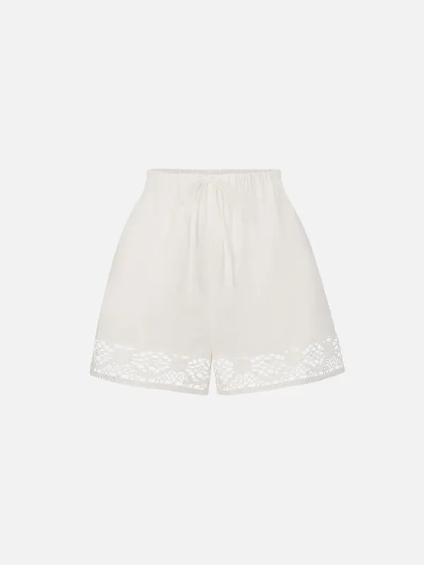 The Heirloom Lace Short -- White made by Frame Denim