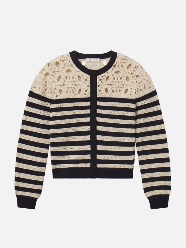 The Crochet Captain Cardigan -- Cream Multi made by Frame Denim