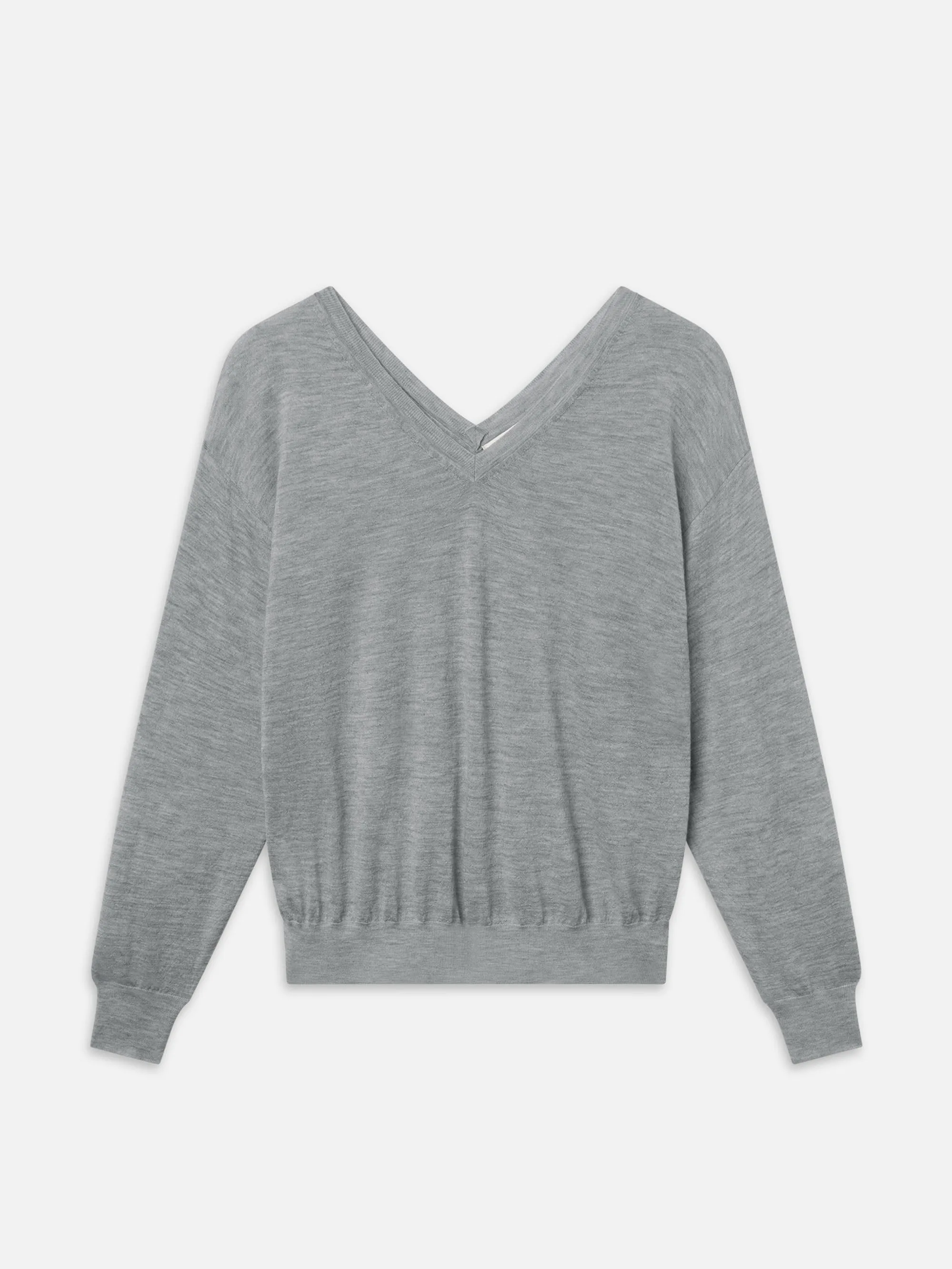 The Cashmere V Neck Sweater -- Heather Grey sold by Frame Denim
