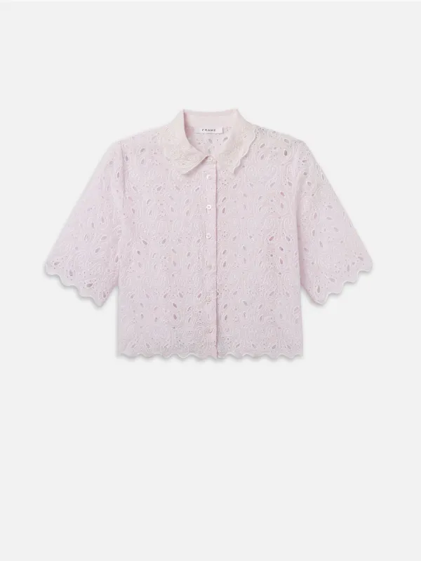 The Paisley Eyelet Shirt -- Bubble Gum made by Frame Denim