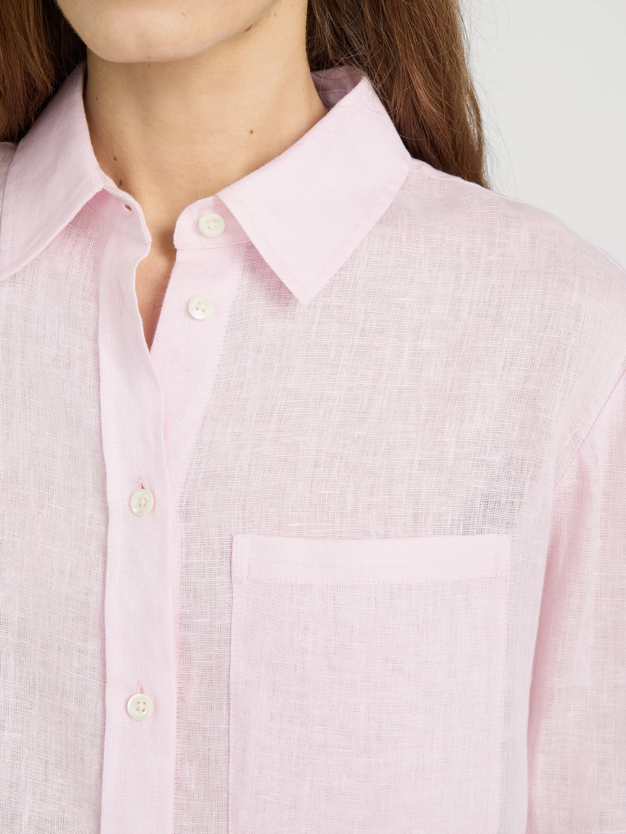 The Linen Boy Shirt -- Bubble Gum sold by Frame Denim product image thumbnail 5