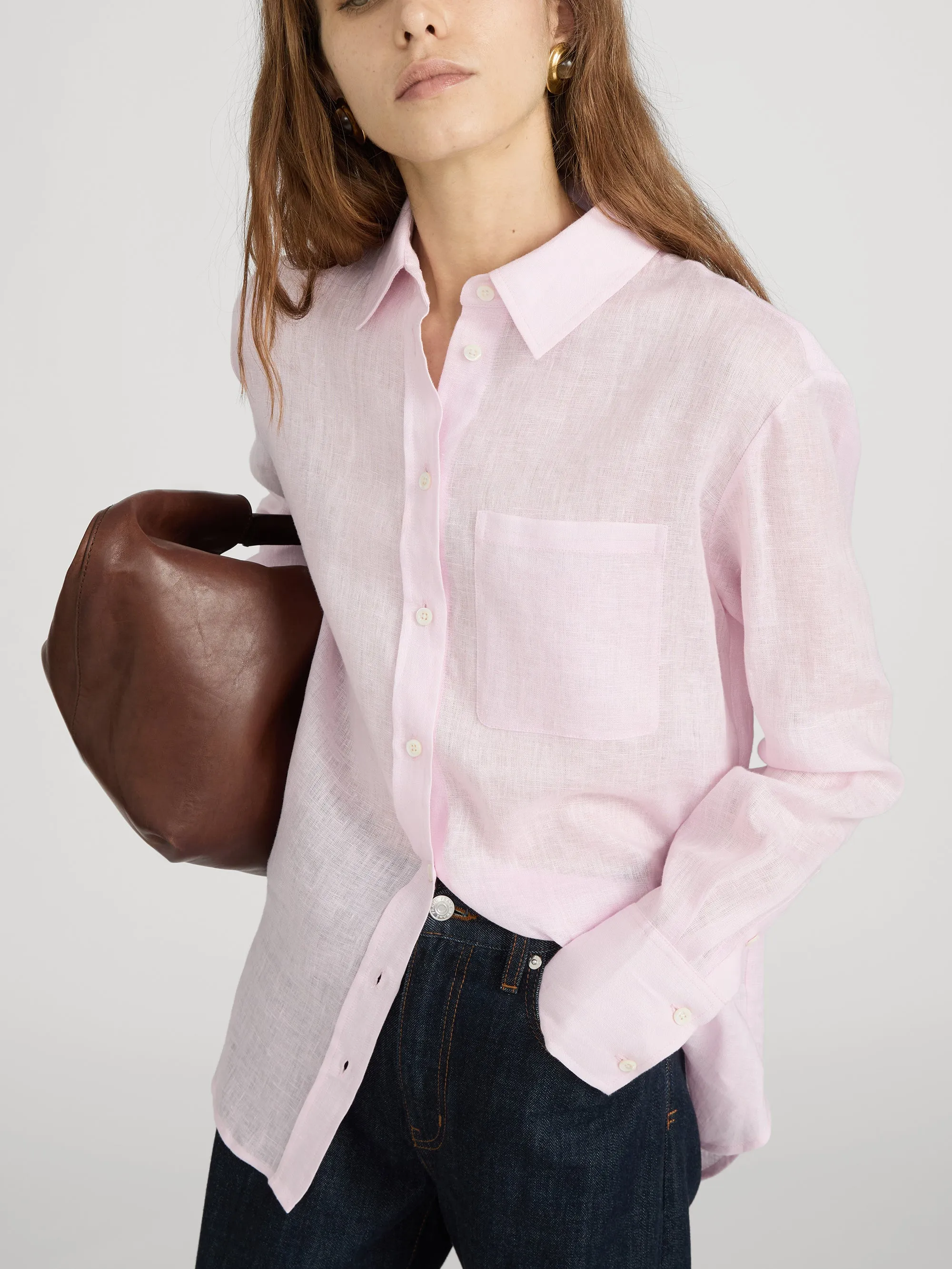 The Linen Boy Shirt -- Bubble Gum sold by Frame Denim product image thumbnail 4