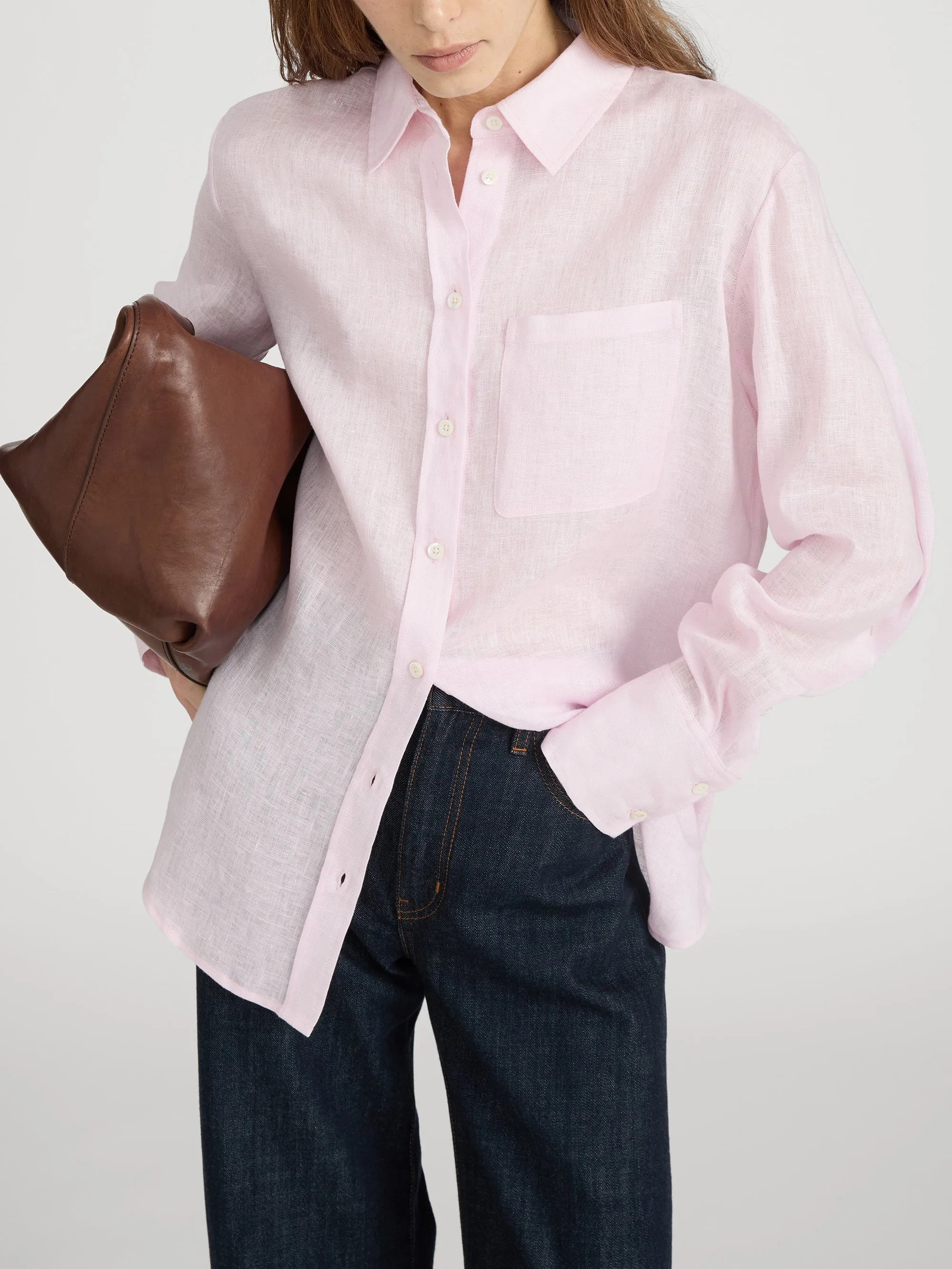 The Linen Boy Shirt -- Bubble Gum sold by Frame Denim product image thumbnail 3