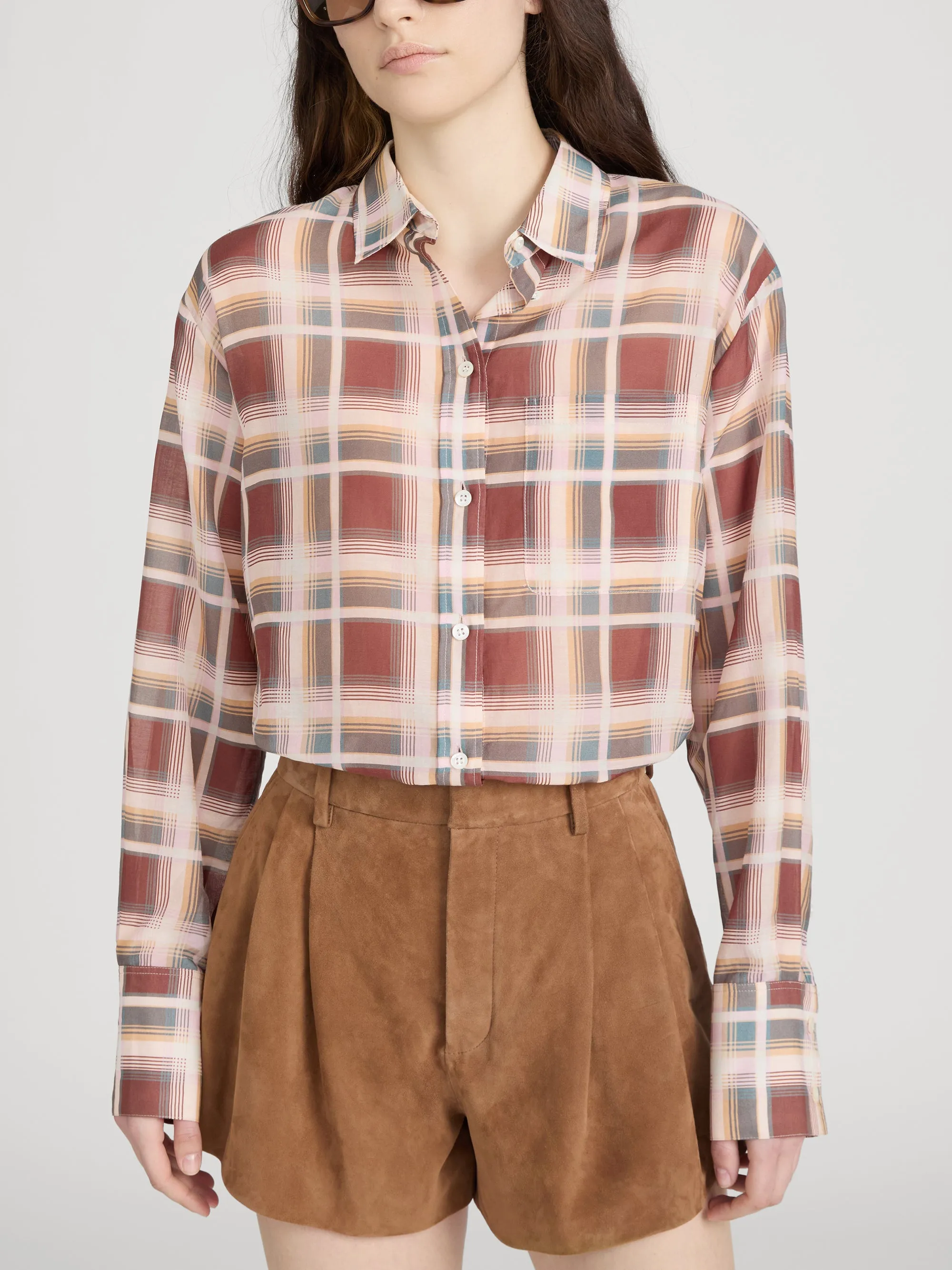 The Plaid Boy Shirt -- Silver Peony Plaid sold by Frame Denim product image thumbnail 3