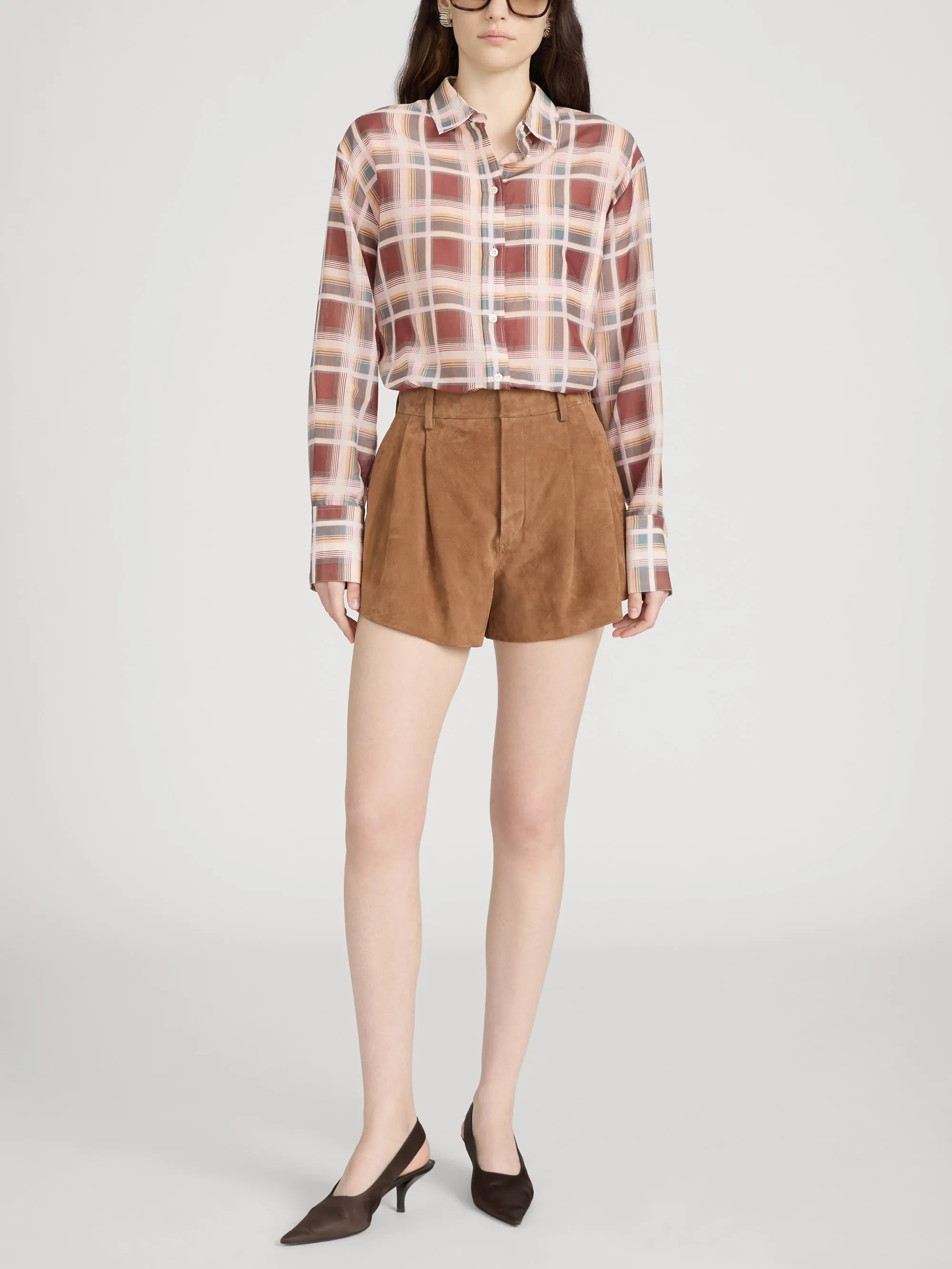 The Plaid Boy Shirt -- Silver Peony Plaid sold by Frame Denim product image thumbnail 2