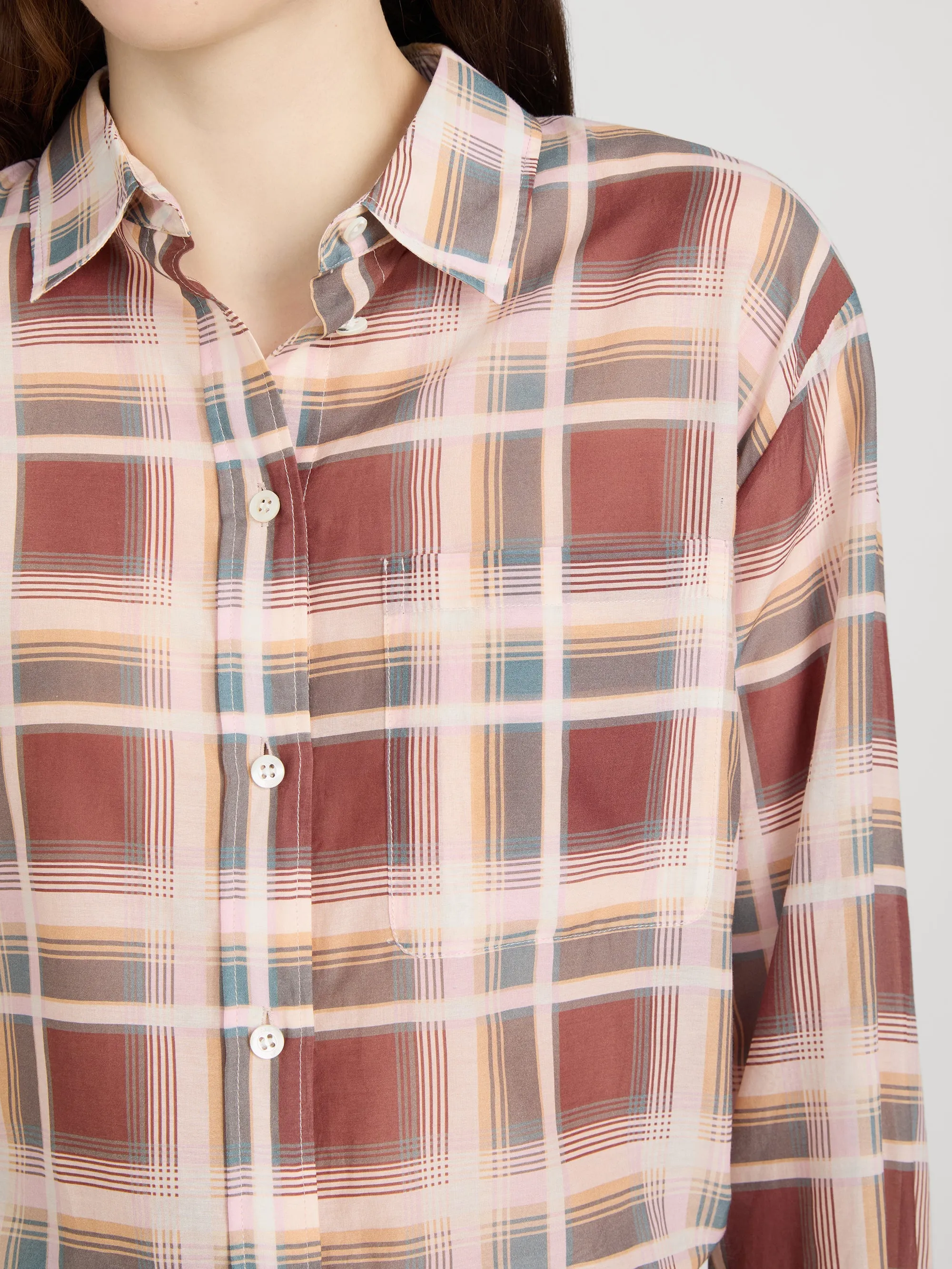 The Plaid Boy Shirt -- Silver Peony Plaid sold by Frame Denim product image thumbnail 5
