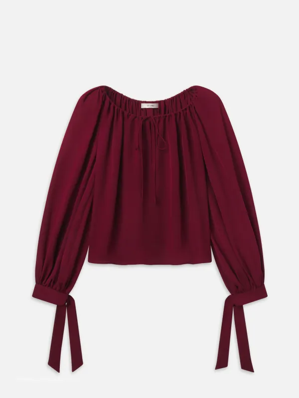 The Silk Serenade Blouse -- Garnet made by Frame Denim