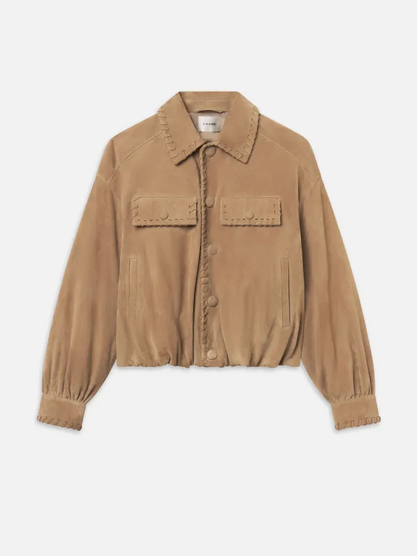 The Suede Bubble Jacket -- Chai made by Frame Denim