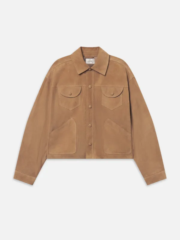 The Suede Utility Jacket -- Chai made by Frame Denim