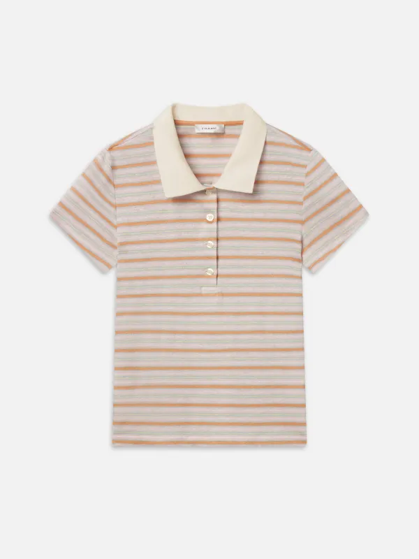 The Stripe Polo -- Pink Sand Multi made by Frame Denim