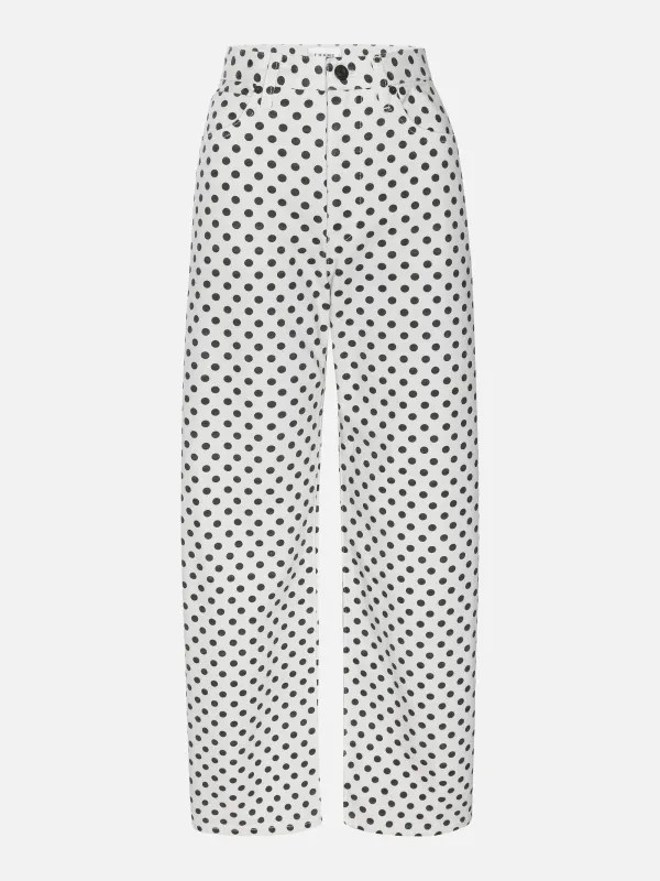 The Bow Crop -- White Polka Dot made by Frame Denim