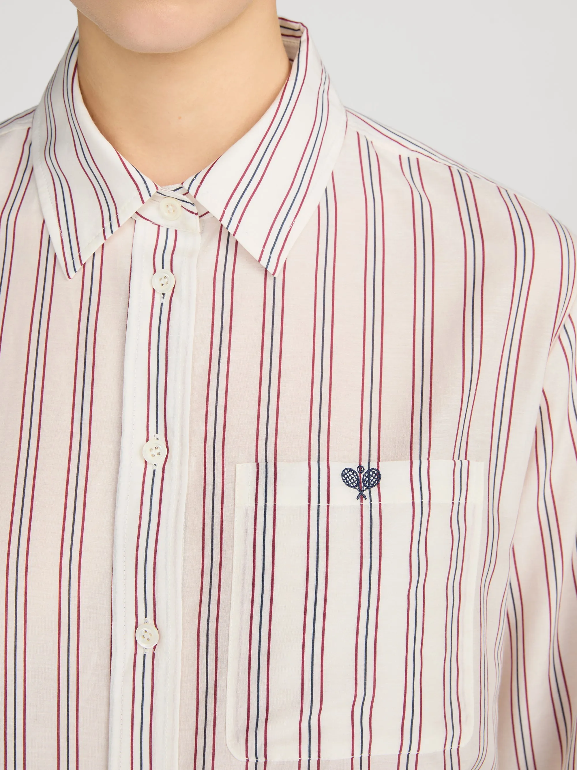 The Tennis Boy Shirt -- Garnet Multi Stripe sold by Frame Denim product image thumbnail 5