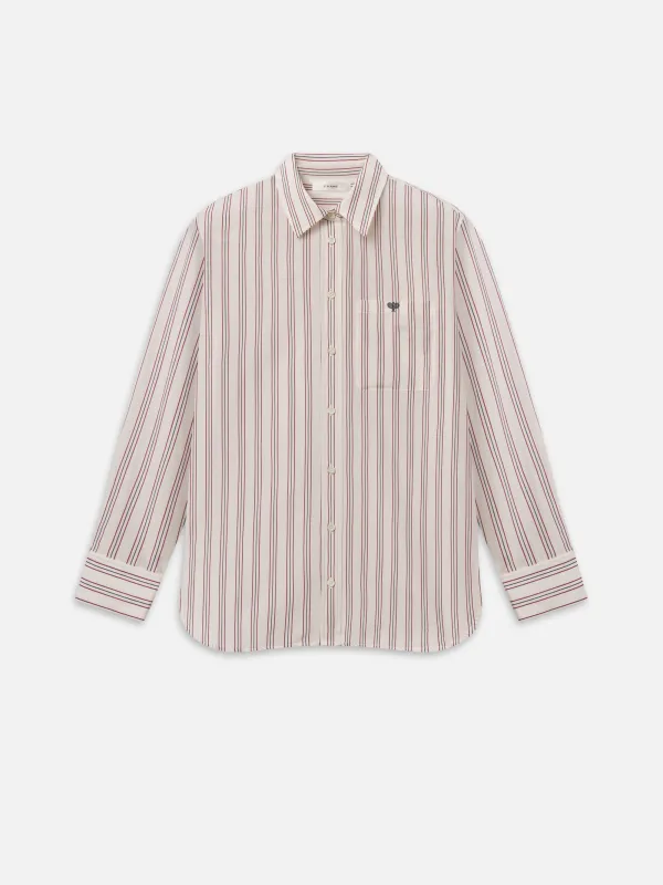 The Tennis Boy Shirt -- Garnet Multi Stripe made by Frame Denim