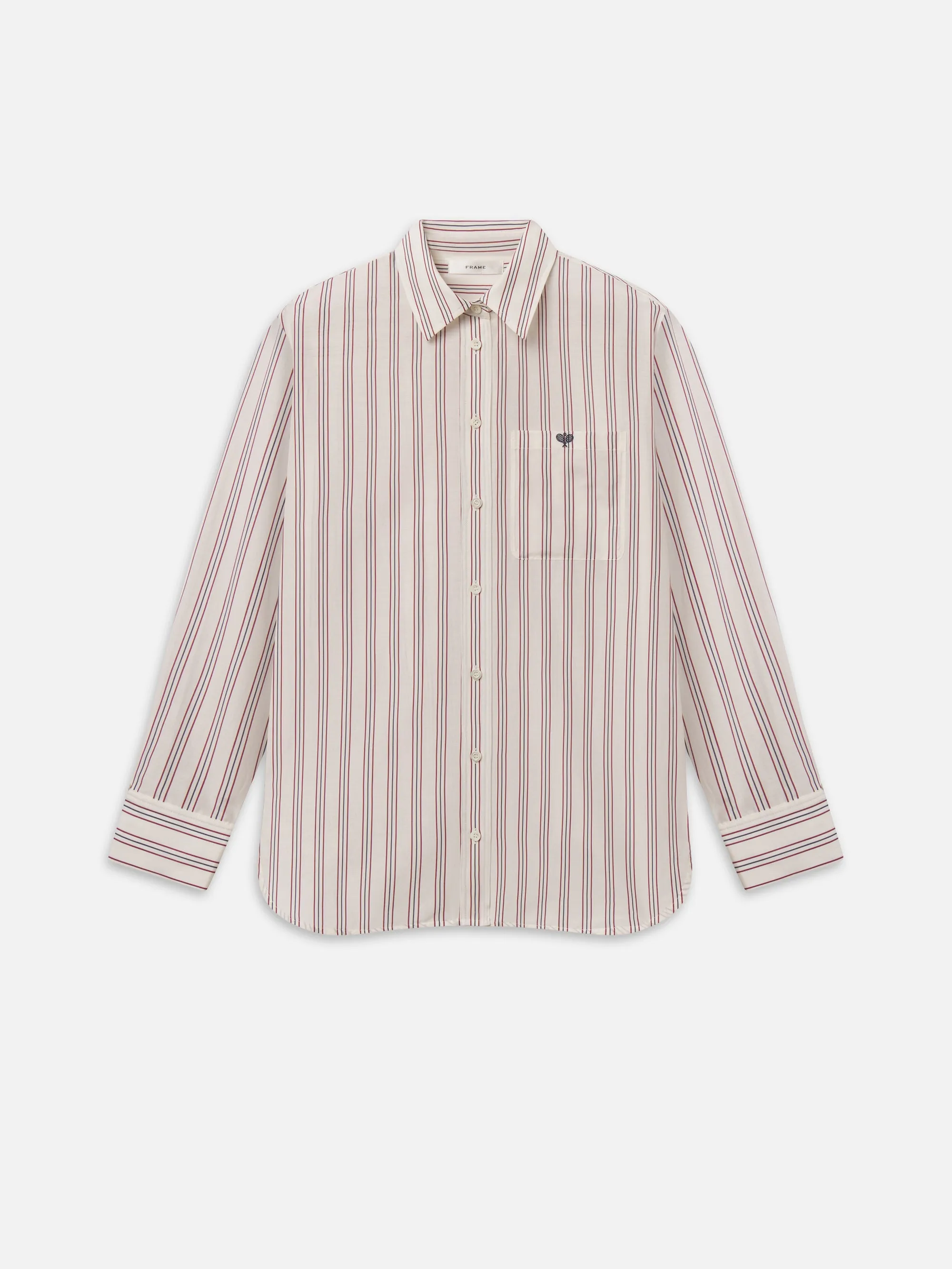 The Tennis Boy Shirt -- Garnet Multi Stripe sold by Frame Denim