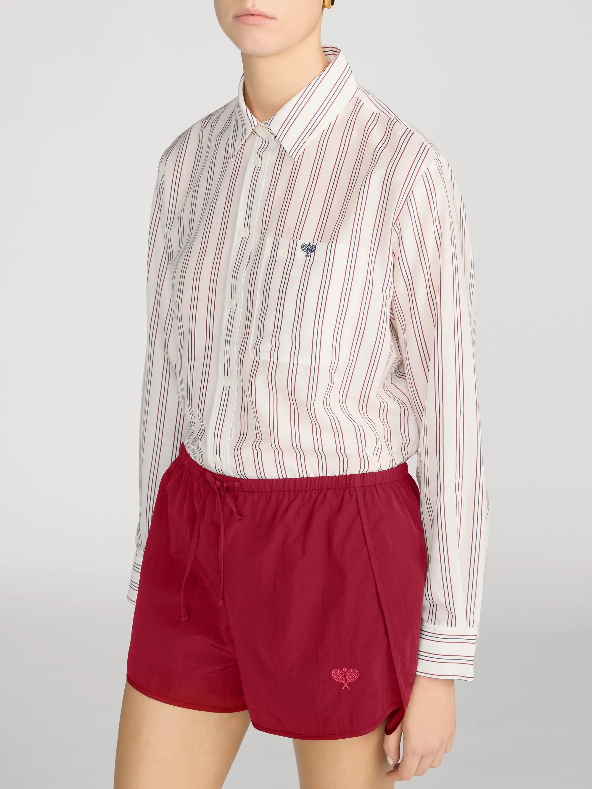 The Tennis Boy Shirt -- Garnet Multi Stripe sold by Frame Denim product image thumbnail 4