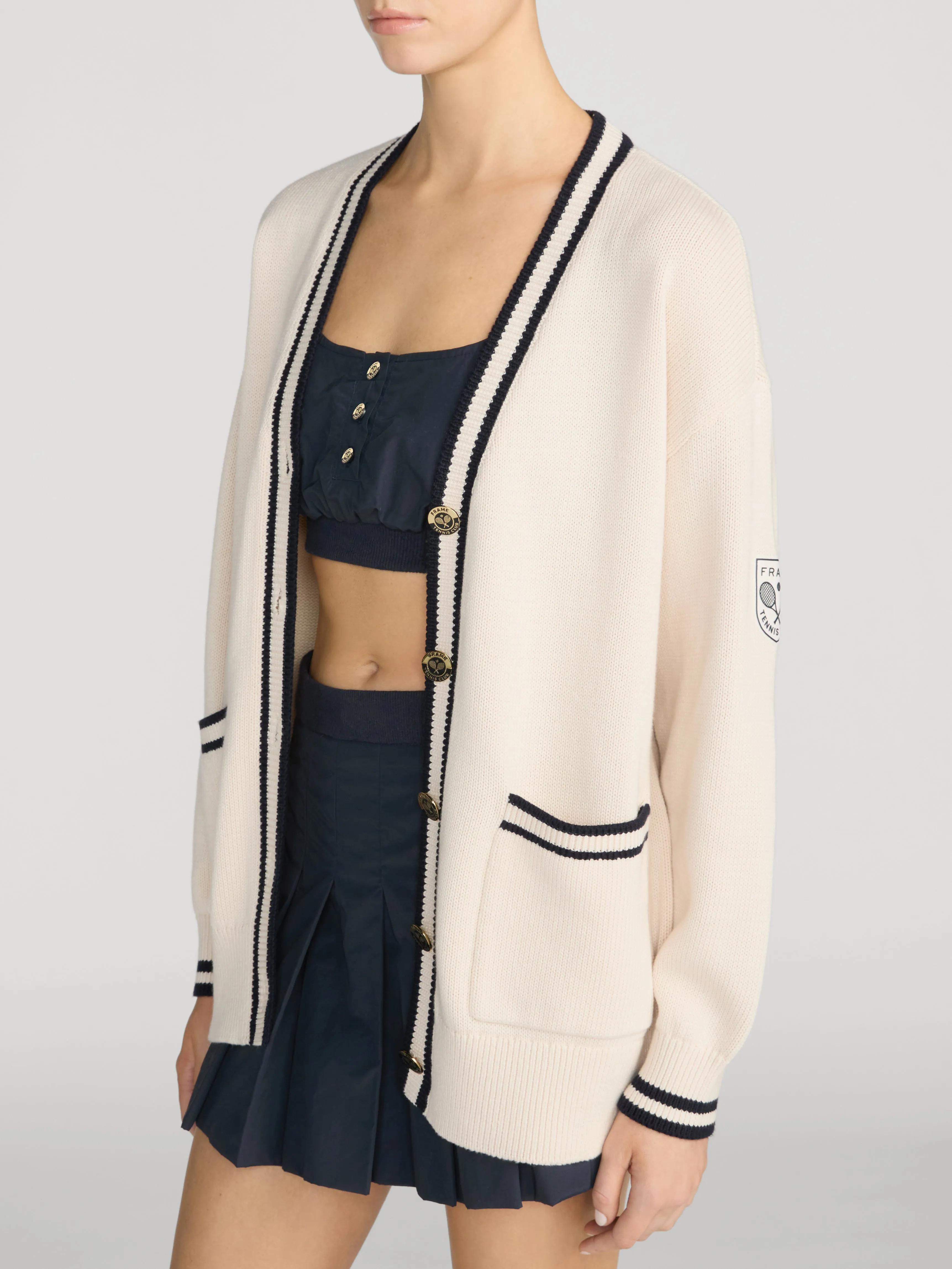 The Tennis Oversized Cardigan -- Cream Multi sold by Frame Denim product image thumbnail 4