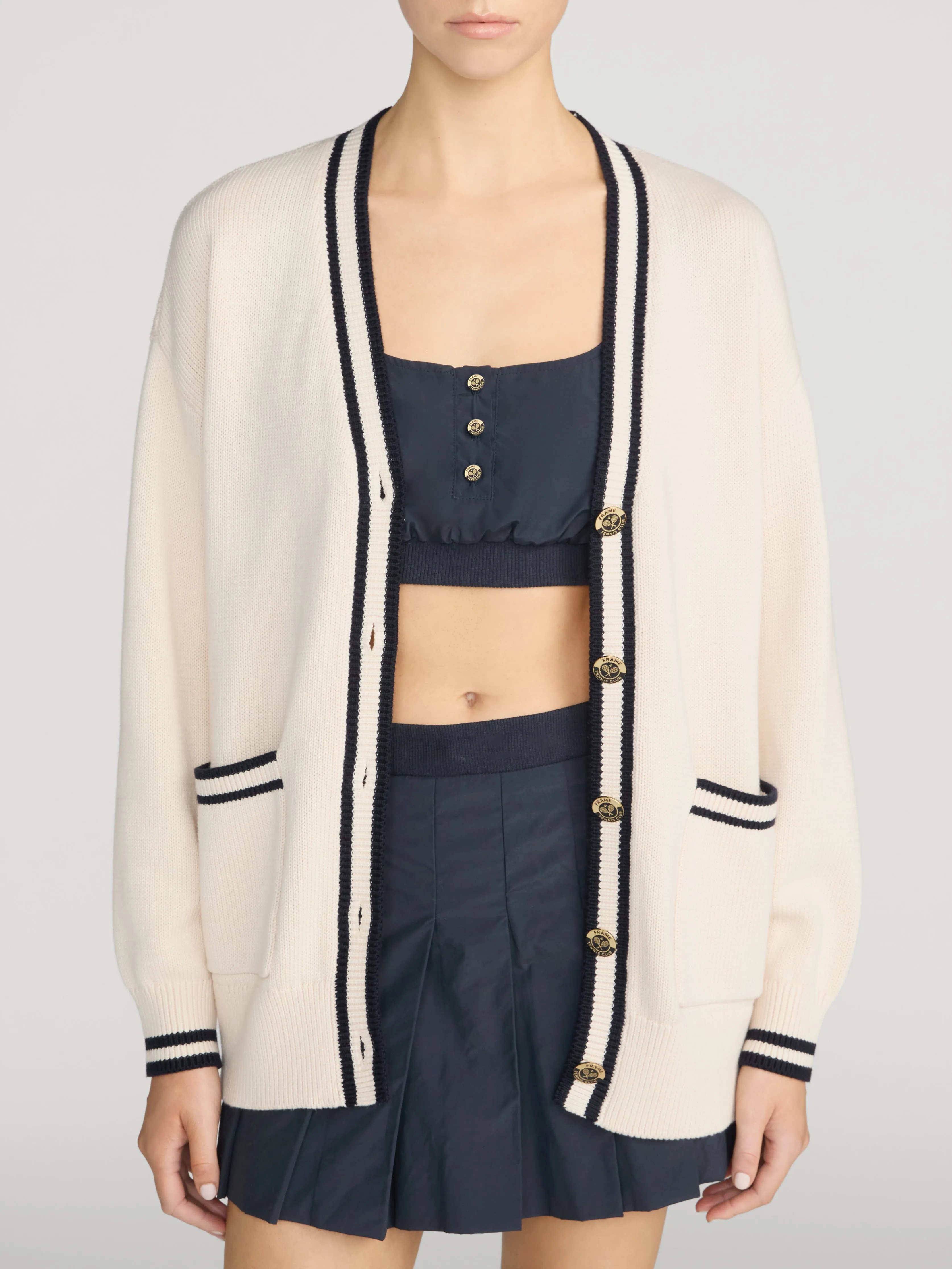 The Tennis Oversized Cardigan -- Cream Multi sold by Frame Denim product image thumbnail 3